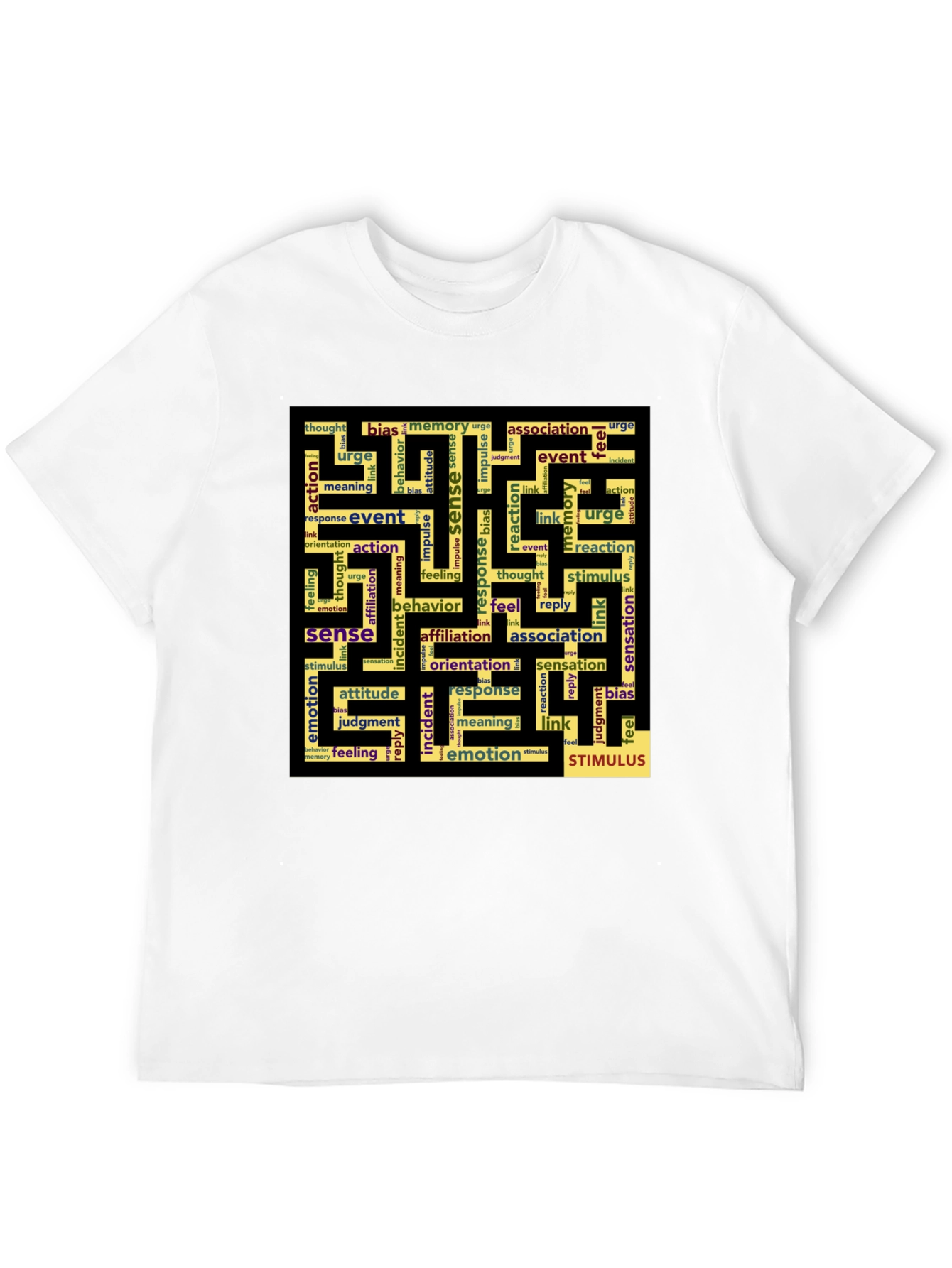 Sense Maze Black T-Shirt - Word Art Design