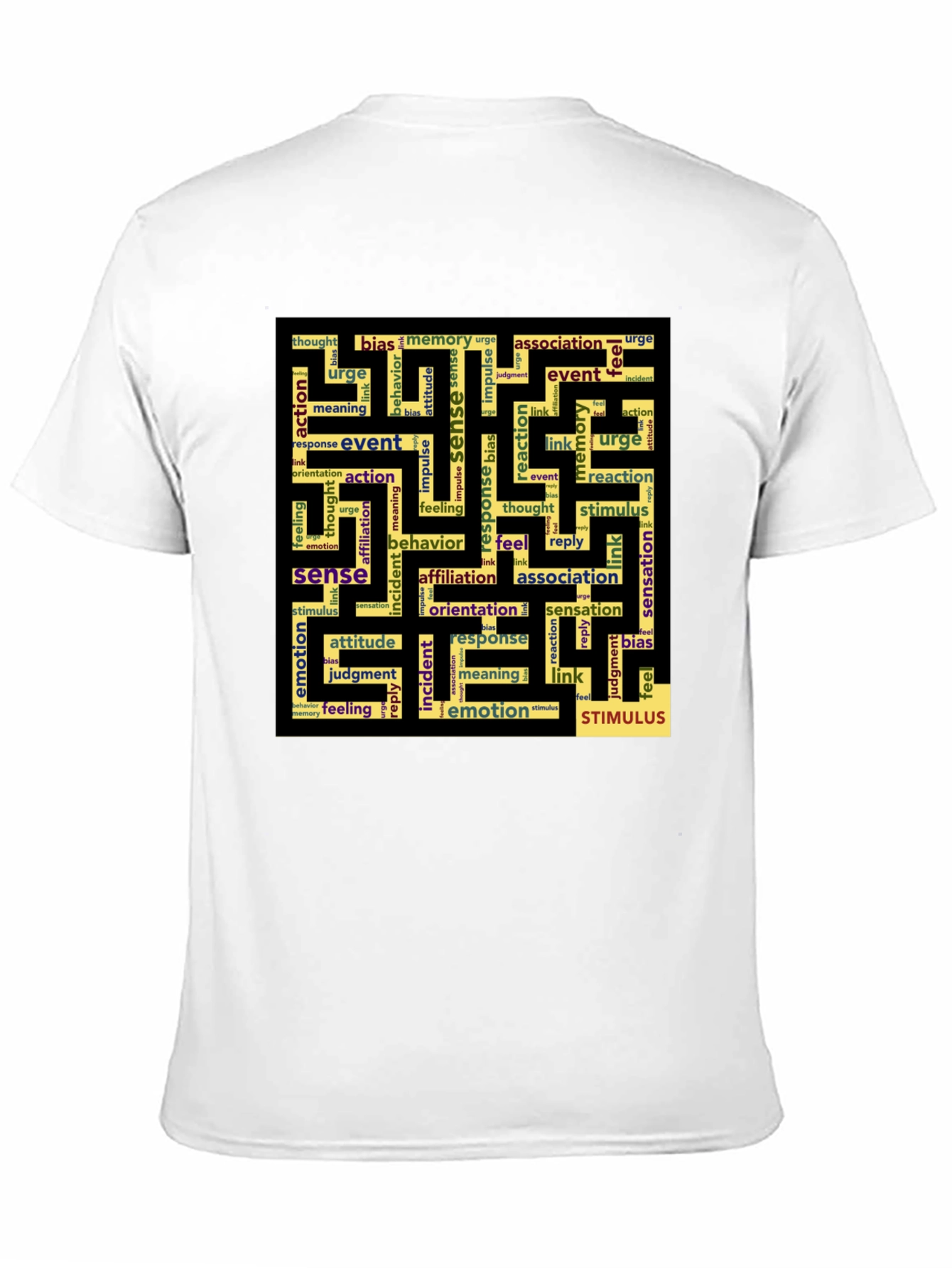 Sense Maze Black T-Shirt - Word Art Design