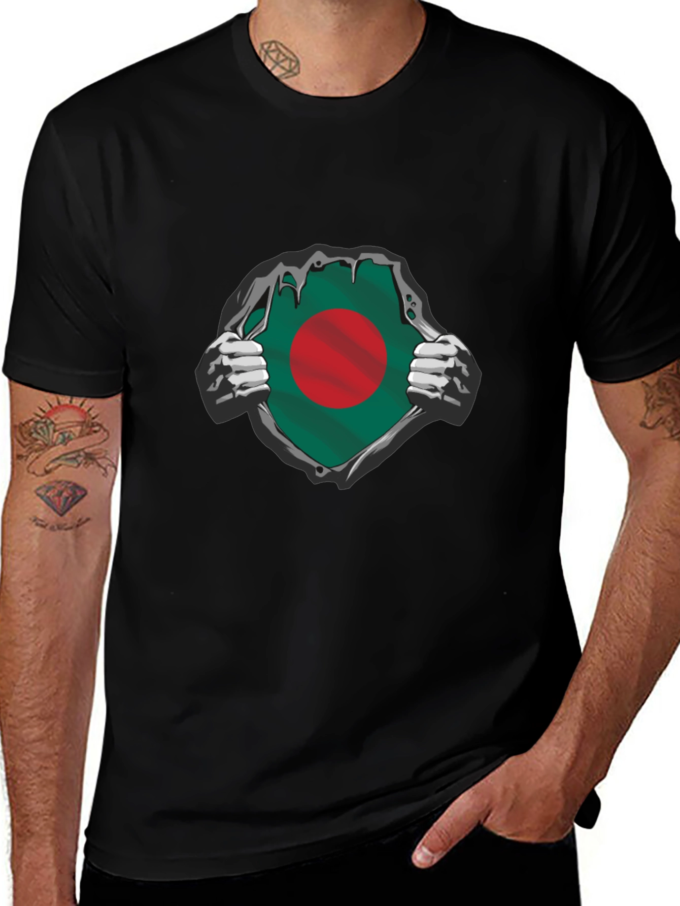 Bangladesh Flag Superhero T-Shirt - Black