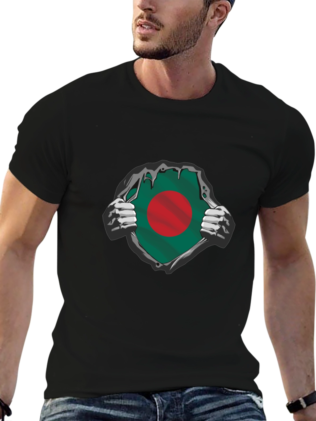 Bangladesh Flag Superhero T-Shirt - Black
