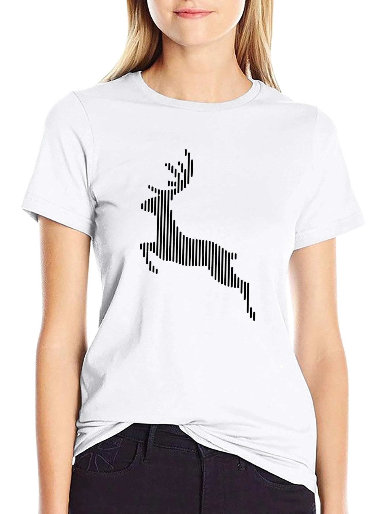 Stripped Deer Graphic Black T-Shirt