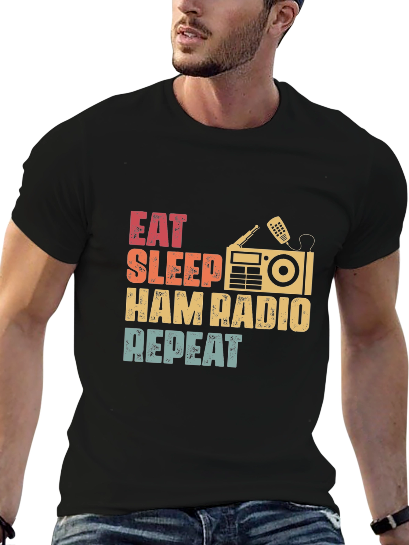Eat Sleep Ham Radio Repeat Graphic T-Shirt