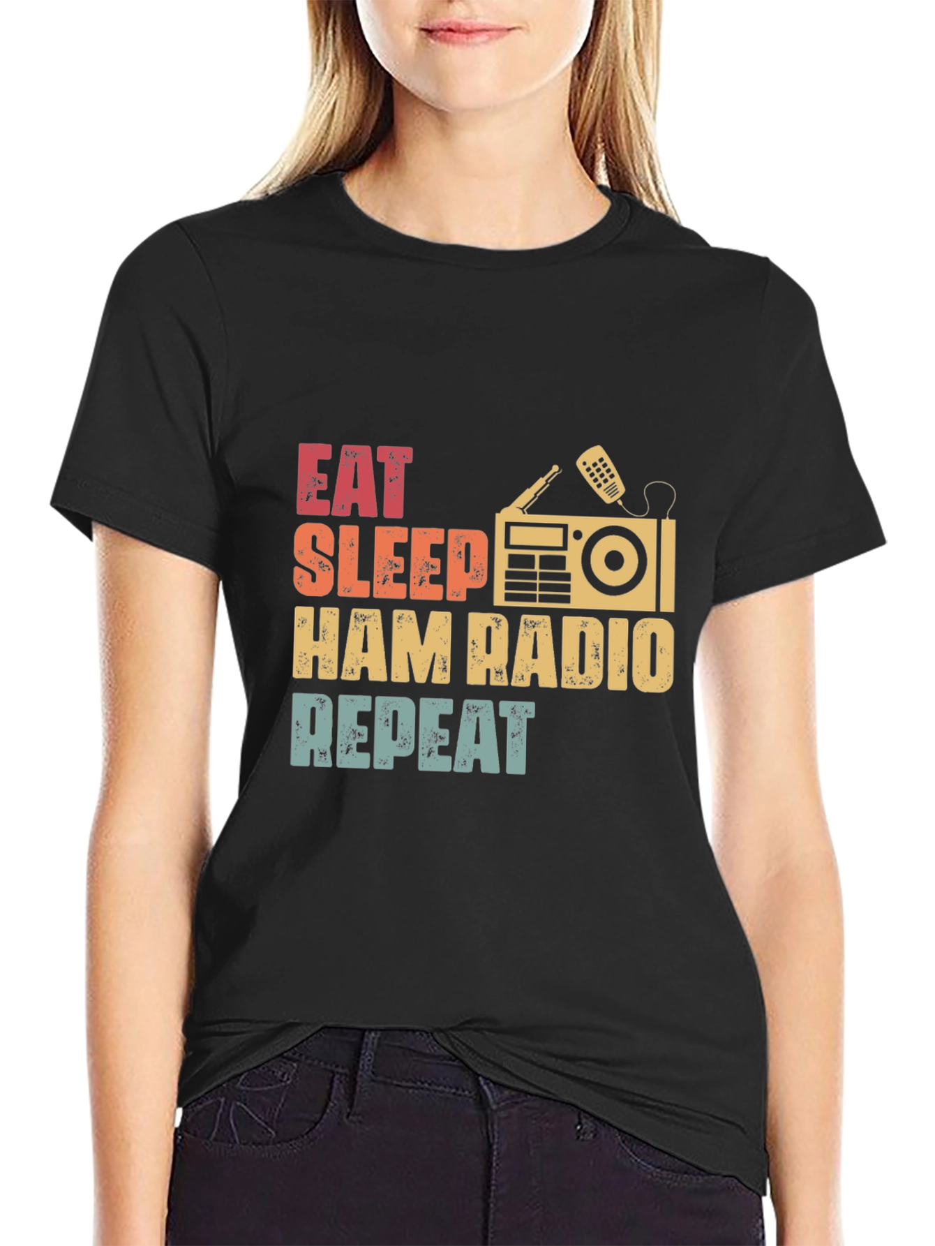 Eat Sleep Ham Radio Repeat Graphic T-Shirt