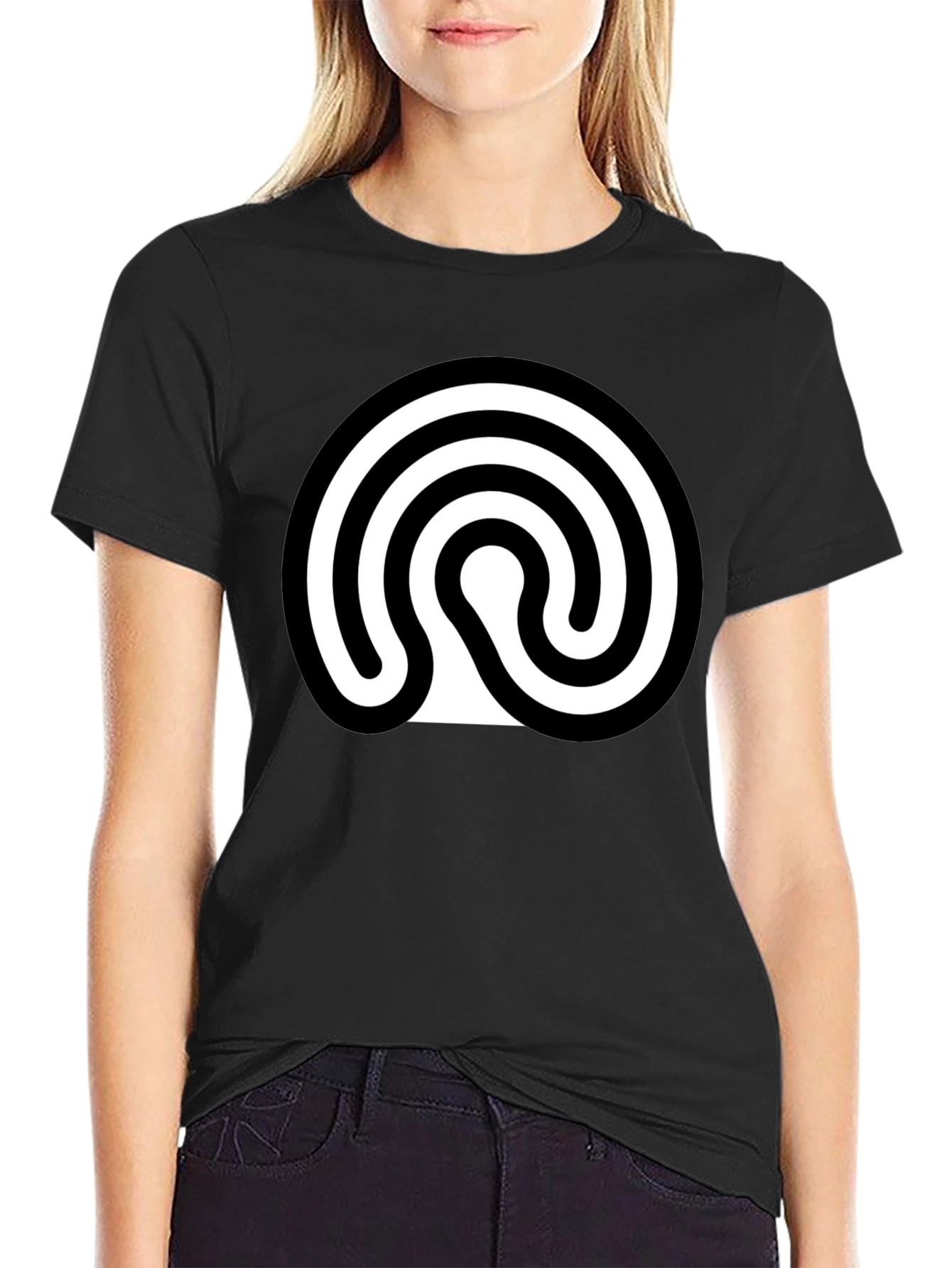 Black T-Shirt with Spiral Symbol