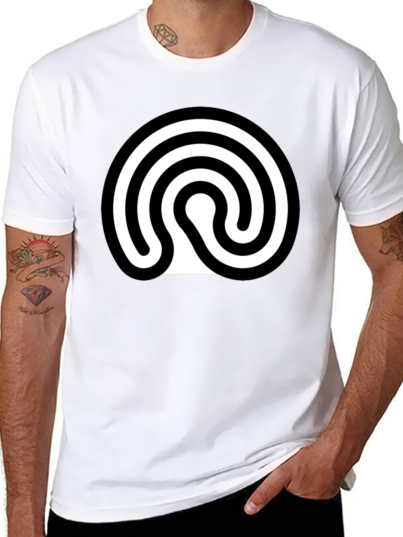 Black T-Shirt with Spiral Symbol