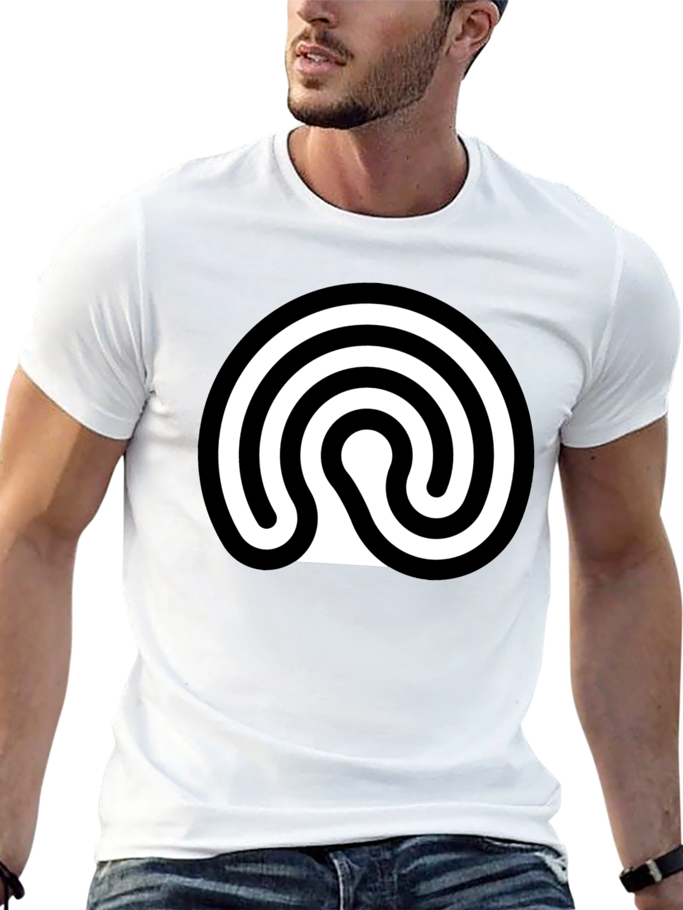 Black T-Shirt with Spiral Symbol