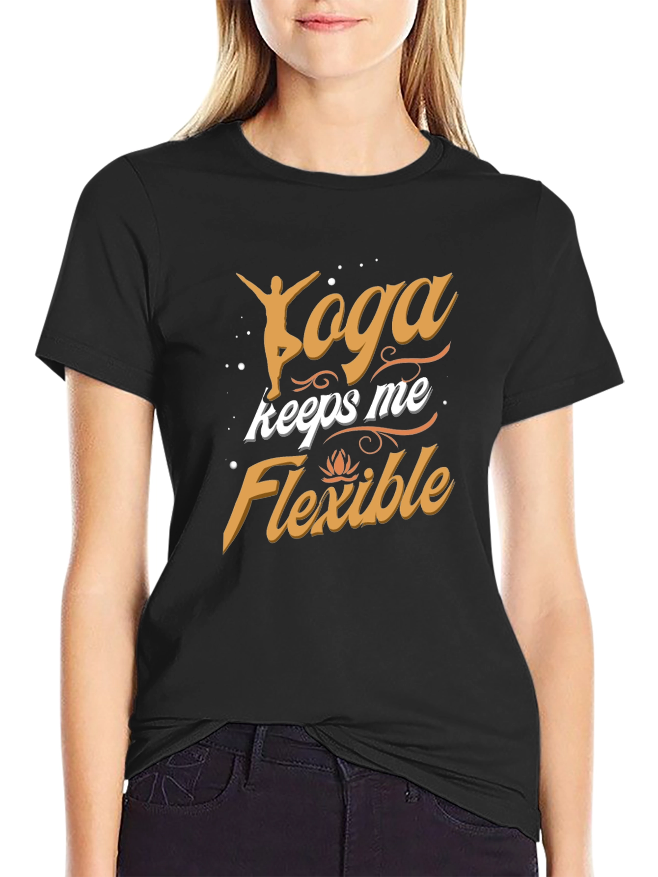 Yoga Keeps Me Flexible Mens Black T-Shirt