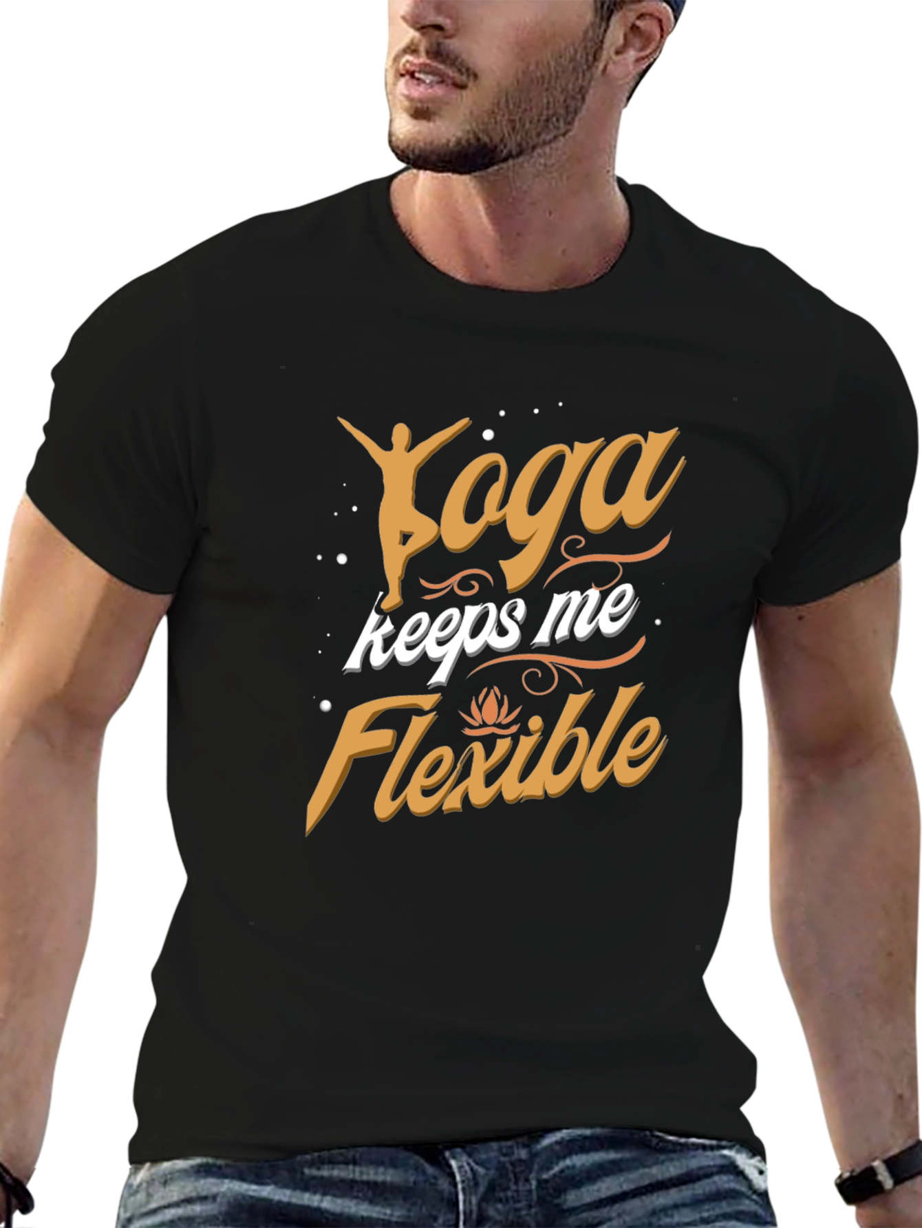 Yoga Keeps Me Flexible Mens Black T-Shirt