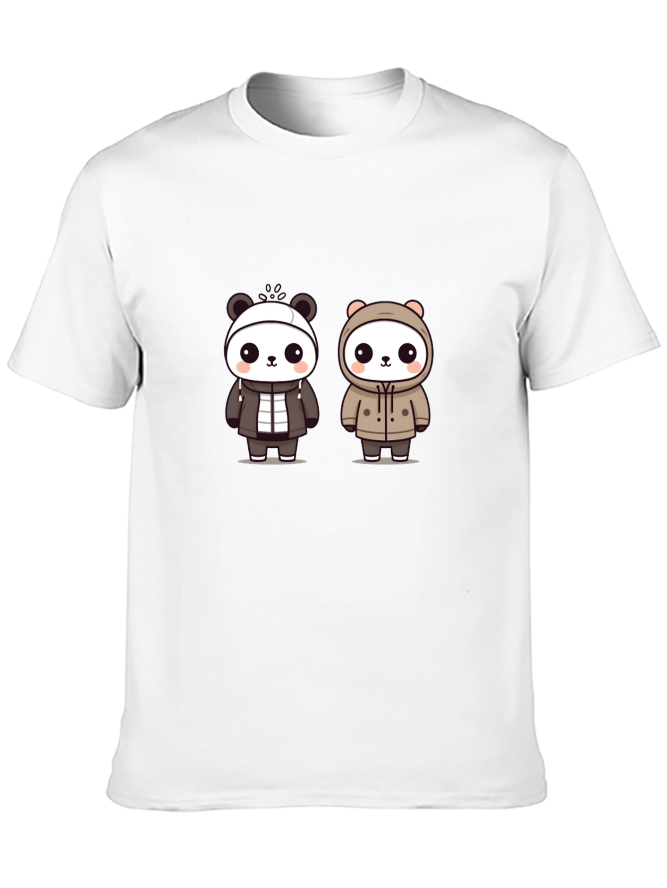 Cute Panda Duo Graphic Tee - Black