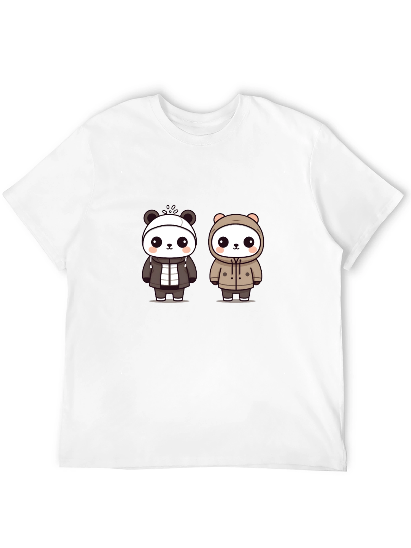 Cute Panda Duo Graphic Tee - Black