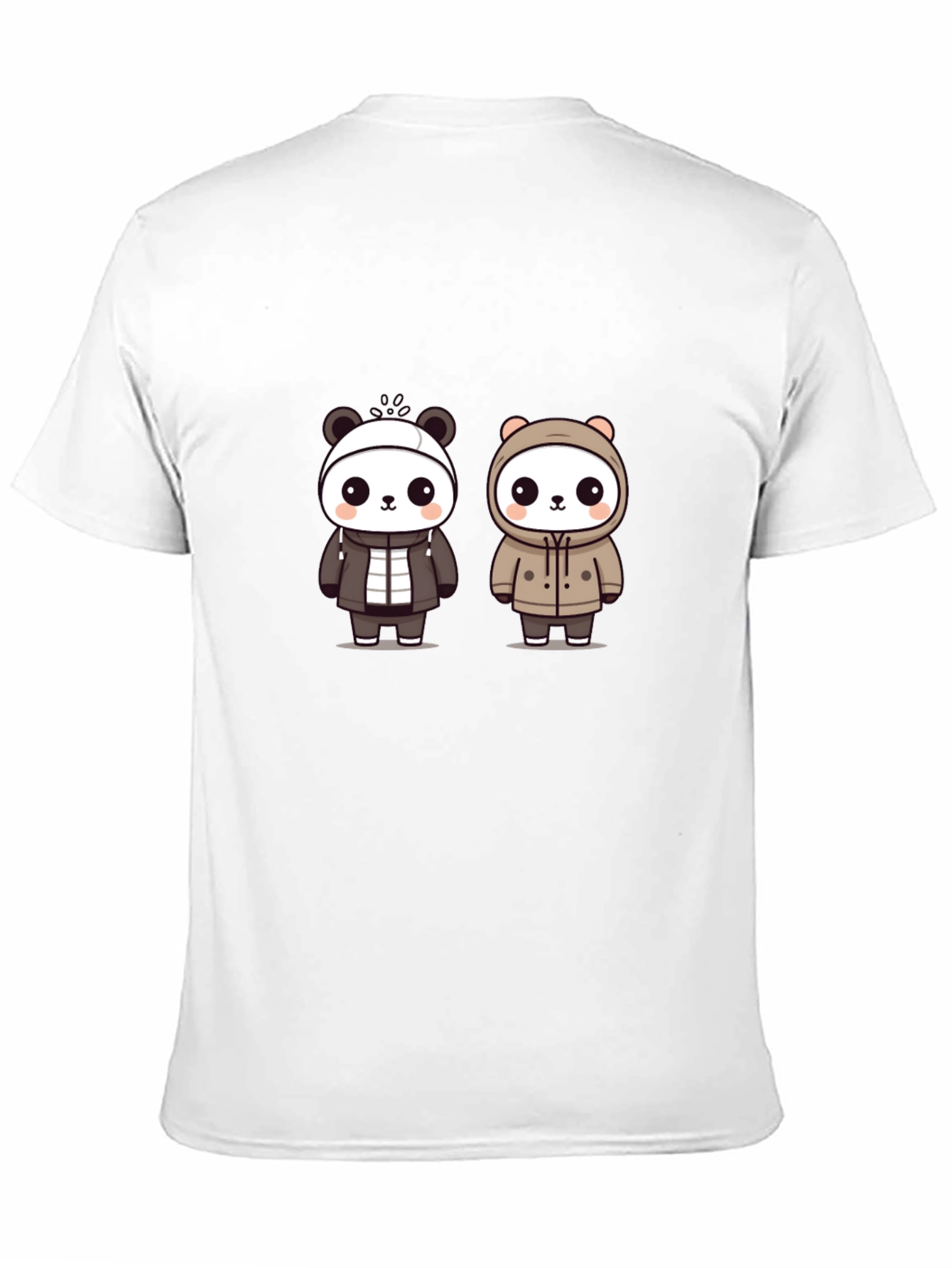 Cute Panda Duo Graphic Tee - Black