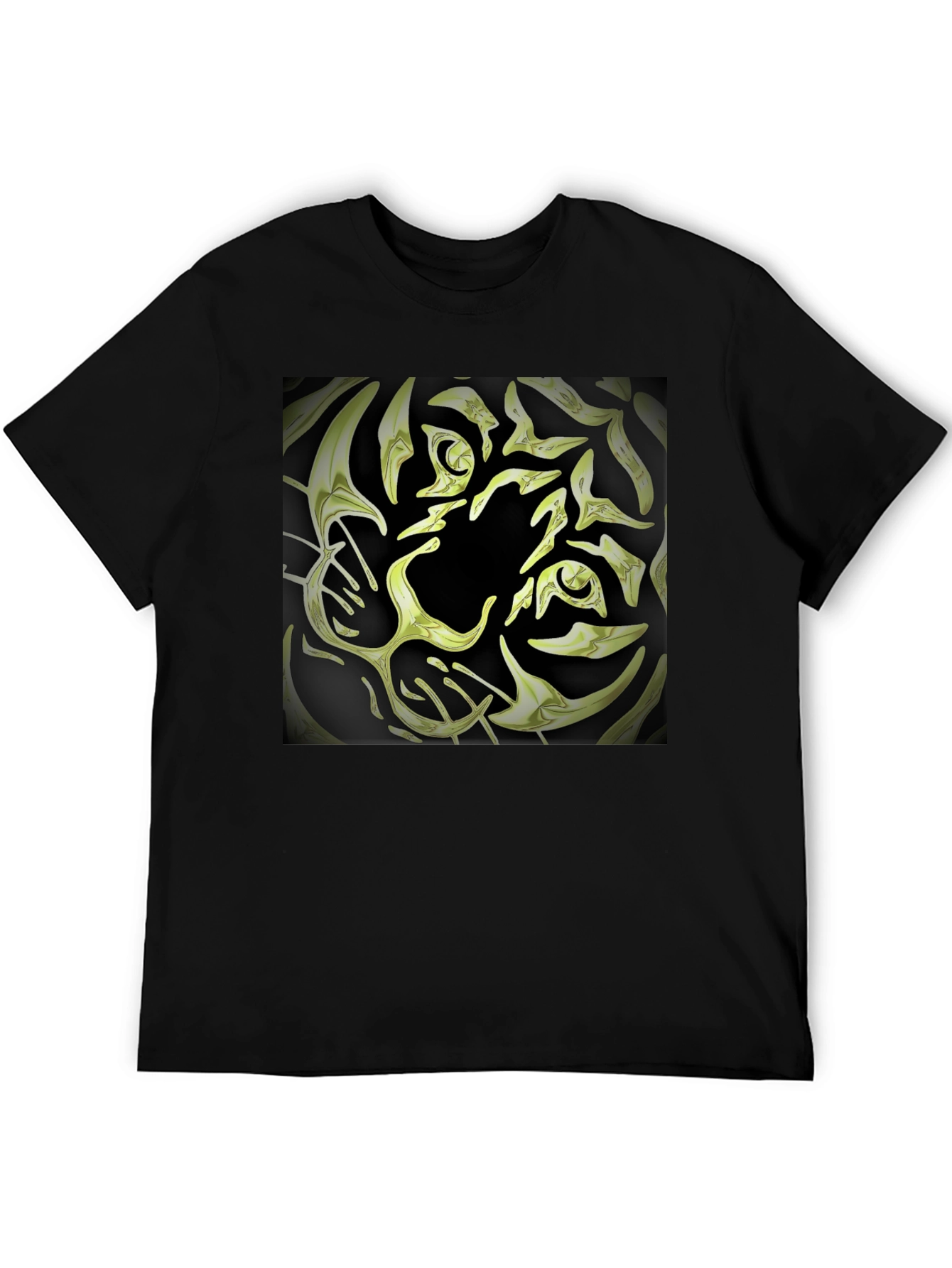 Abstract Tiger Graphic Tee - Black Cotton Blend