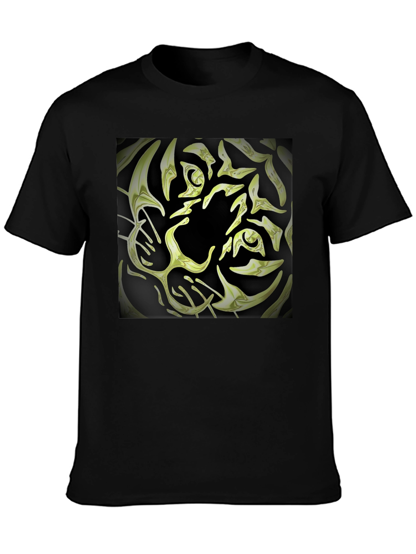 Abstract Tiger Graphic Tee - Black Cotton Blend