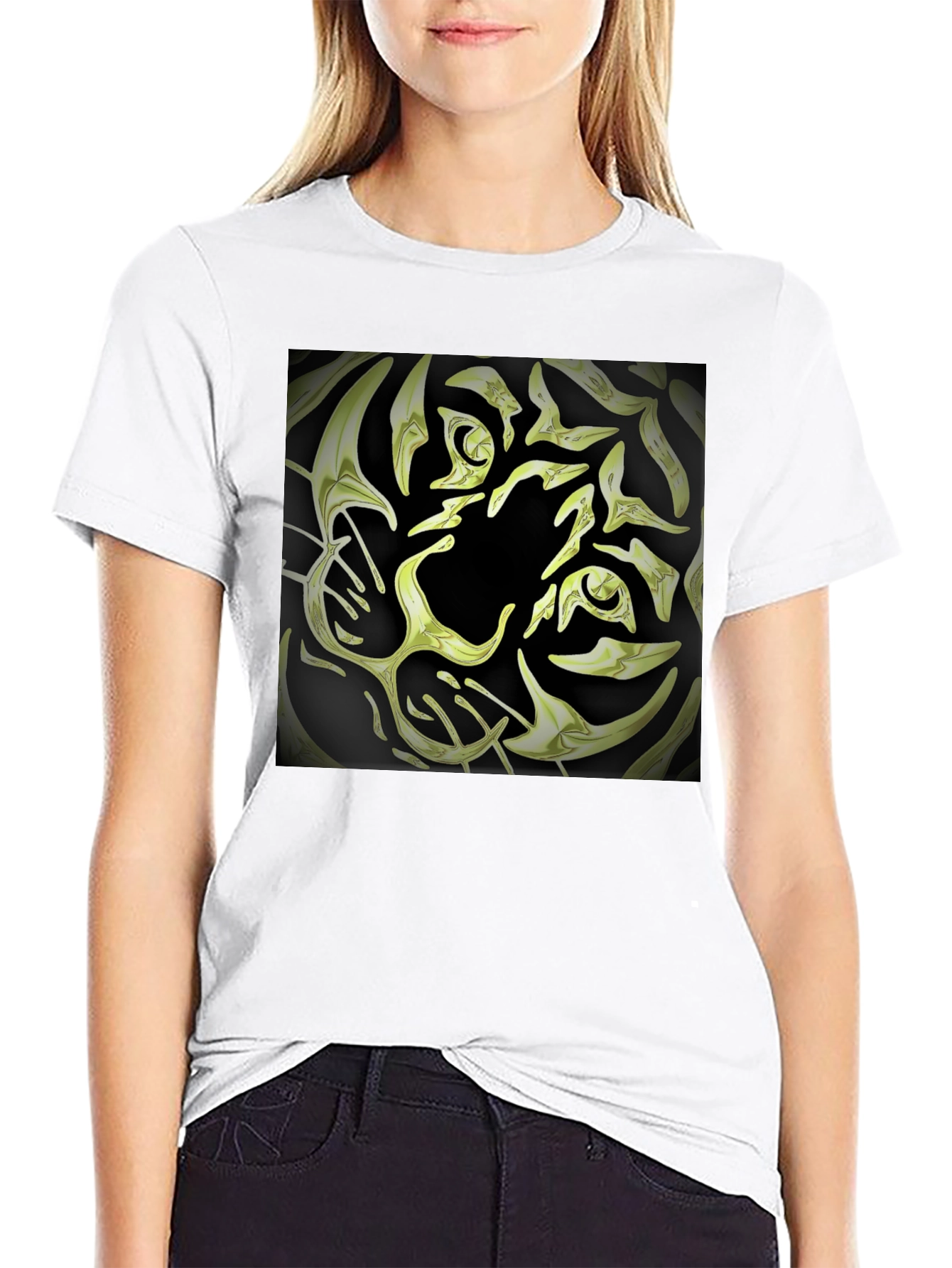 Abstract Tiger Graphic Tee - Black Cotton Blend