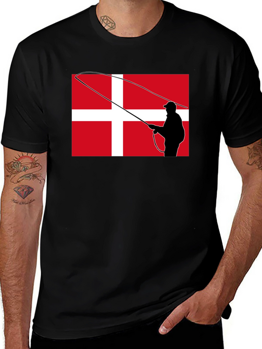 Danish Angler T-Shirt - Denmark Flag Fishing Tee