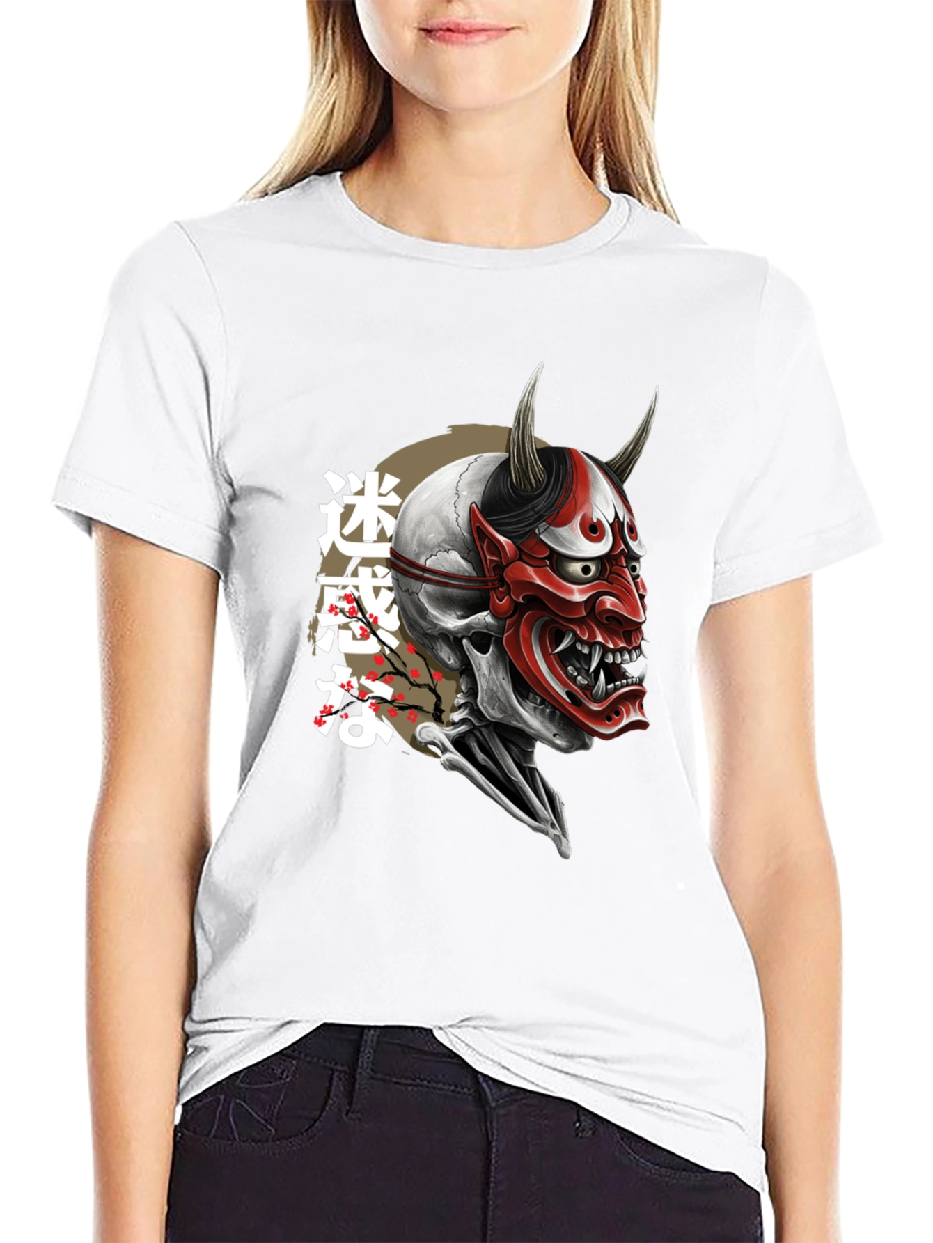 Hannya Mask Skull Graphic Tee - Black T-Shirt