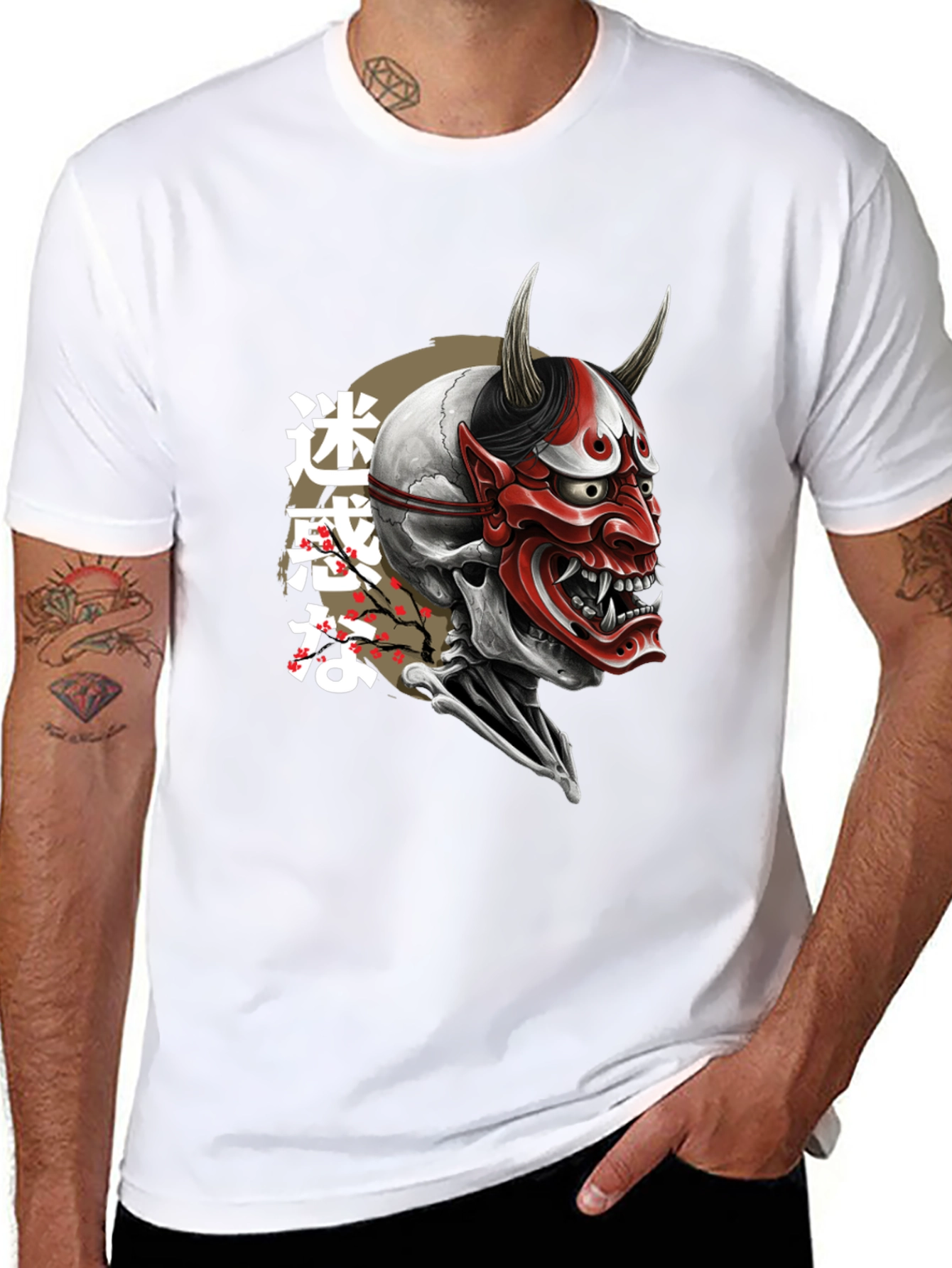Hannya Mask Skull Graphic Tee - Black T-Shirt