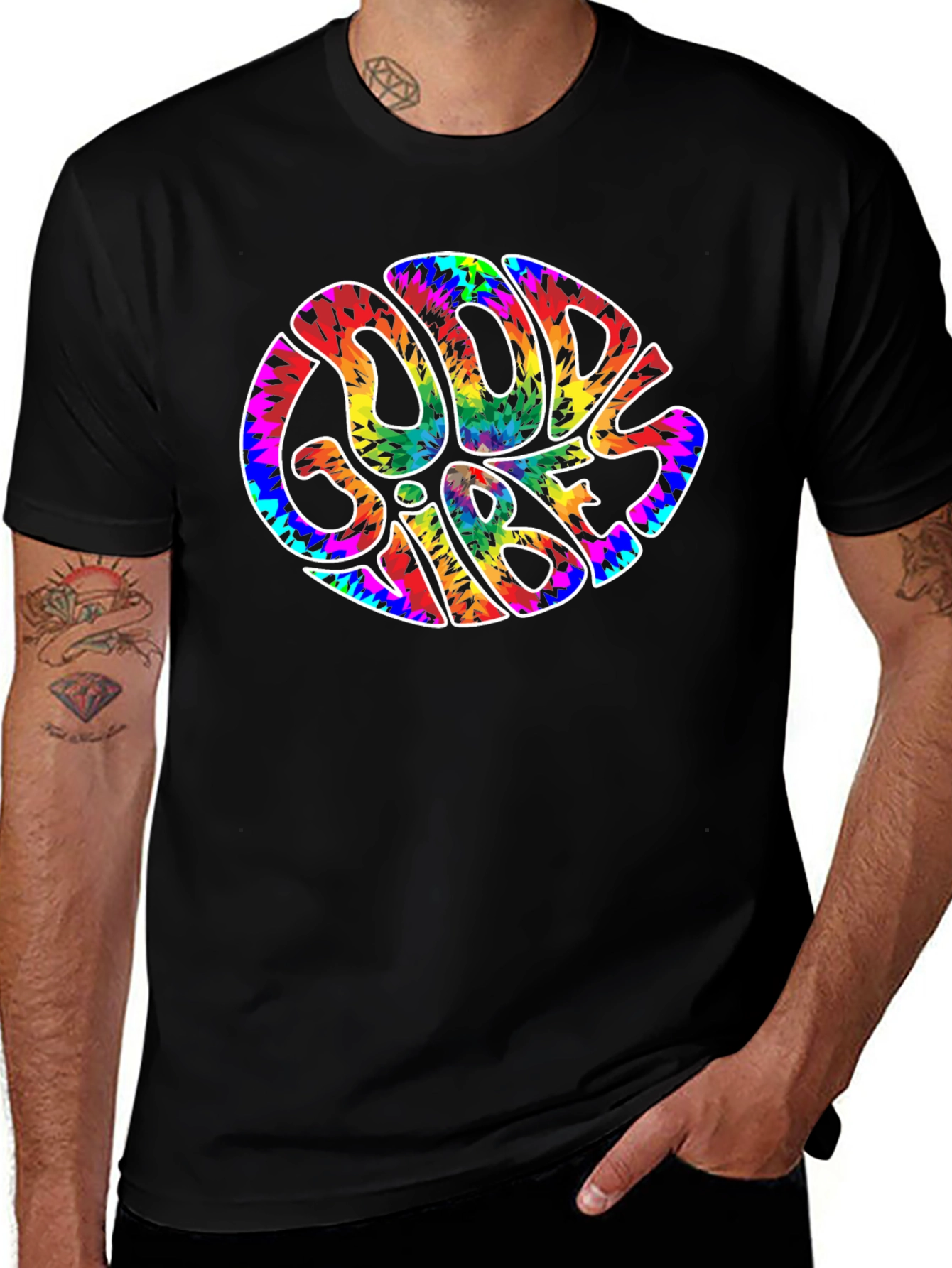 Good Vibes Tie Dye Graphic T-Shirt