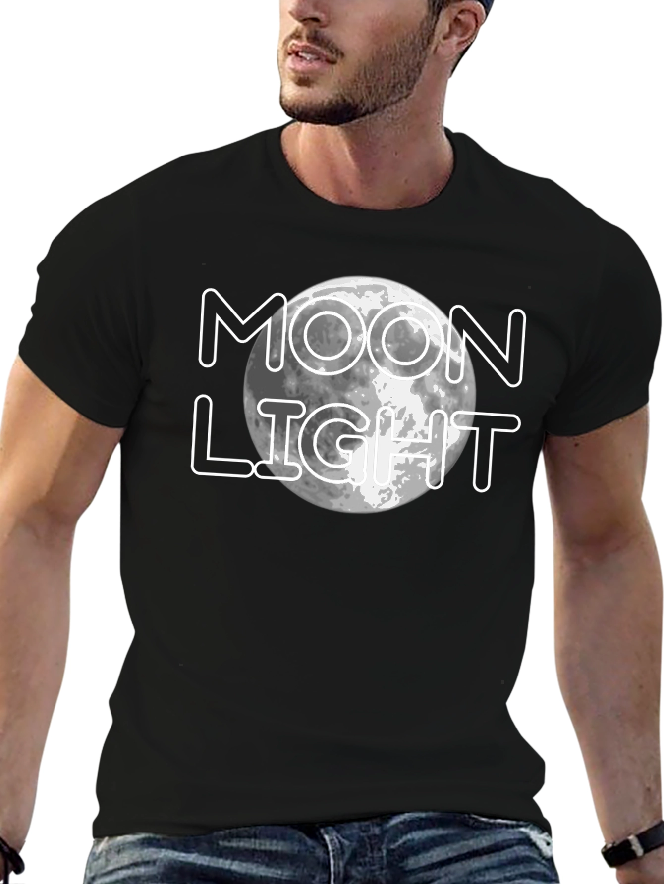 Moonlight Graphic Print Black T-Shirt