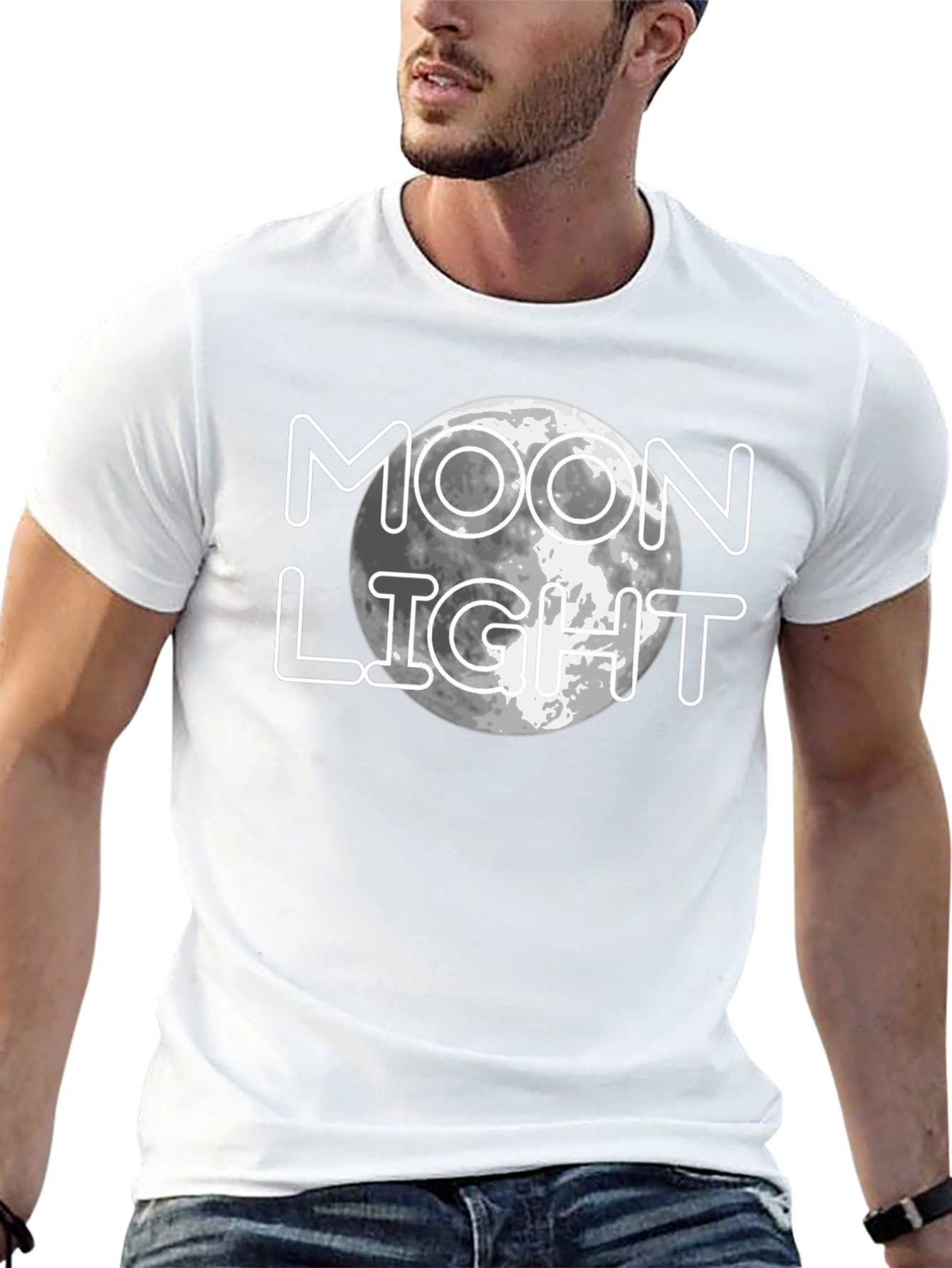 Moonlight Graphic Print Black T-Shirt