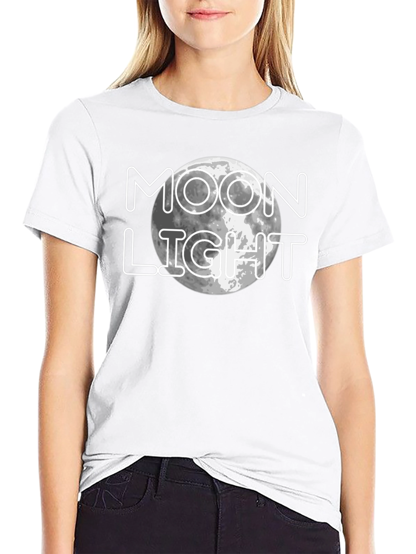 Moonlight Graphic Print Black T-Shirt