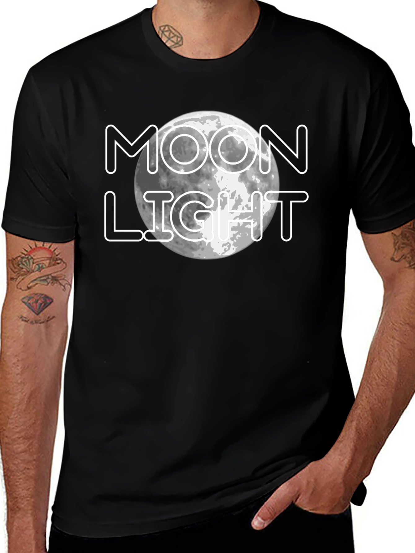 Moonlight Graphic Print Black T-Shirt