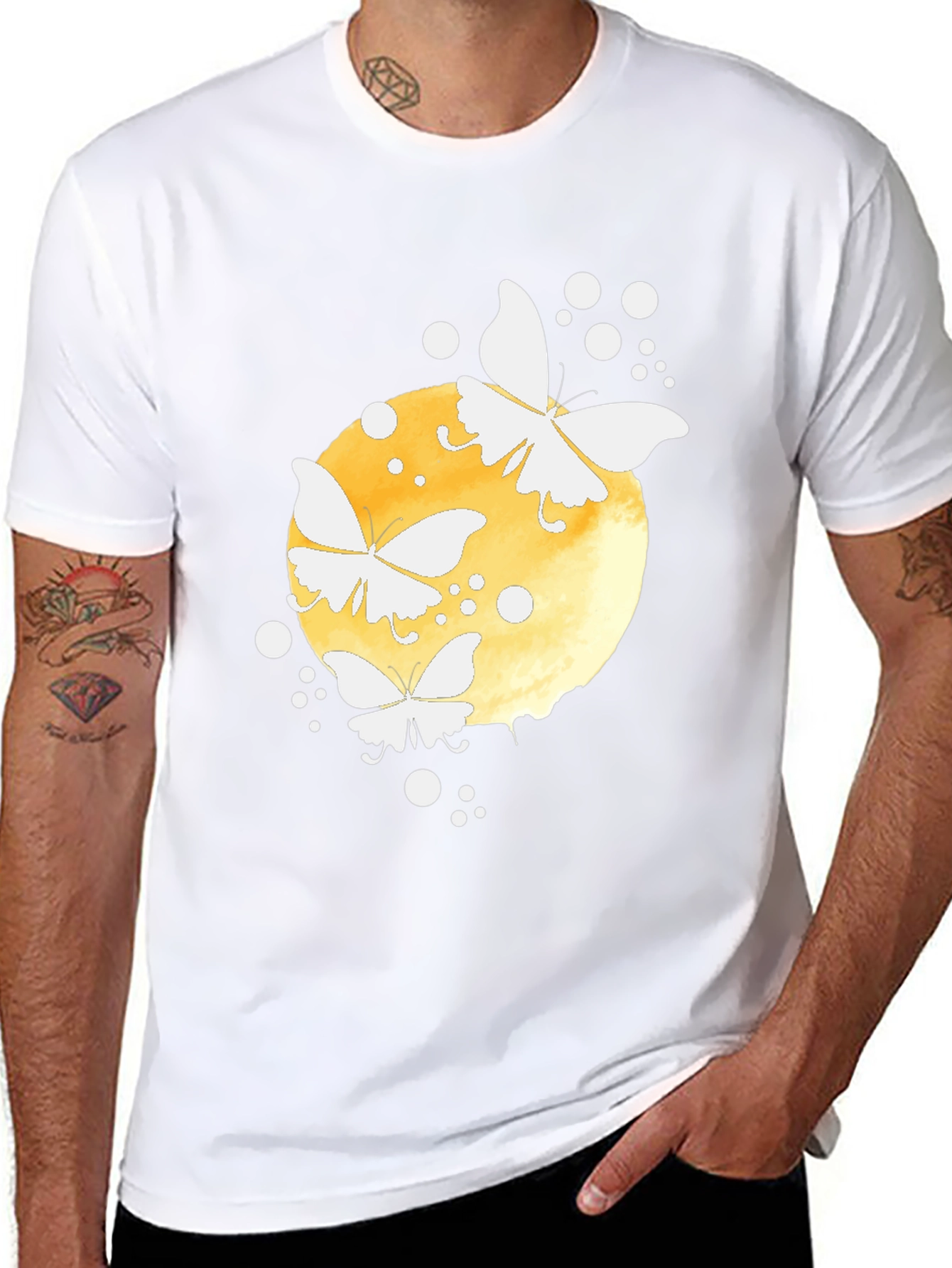 Butterfly Moon Graphic Tee - Black Cotton Blend