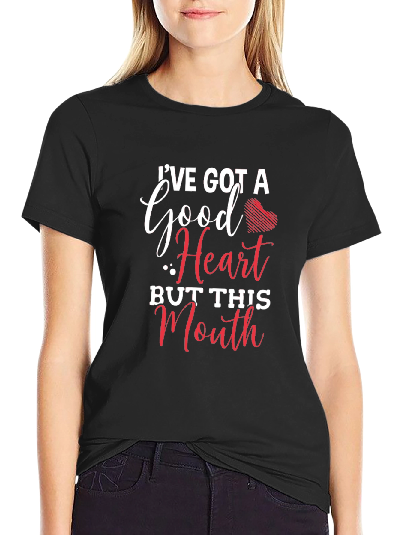 Funny Graphic T-Shirt: Good Heart Sassy Mouth