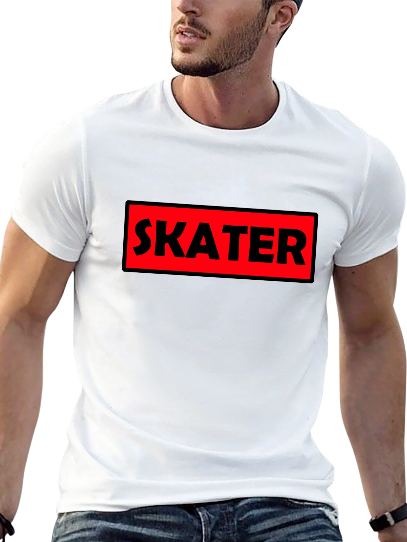 Skater Graphic Tee - Bold Red Box Design