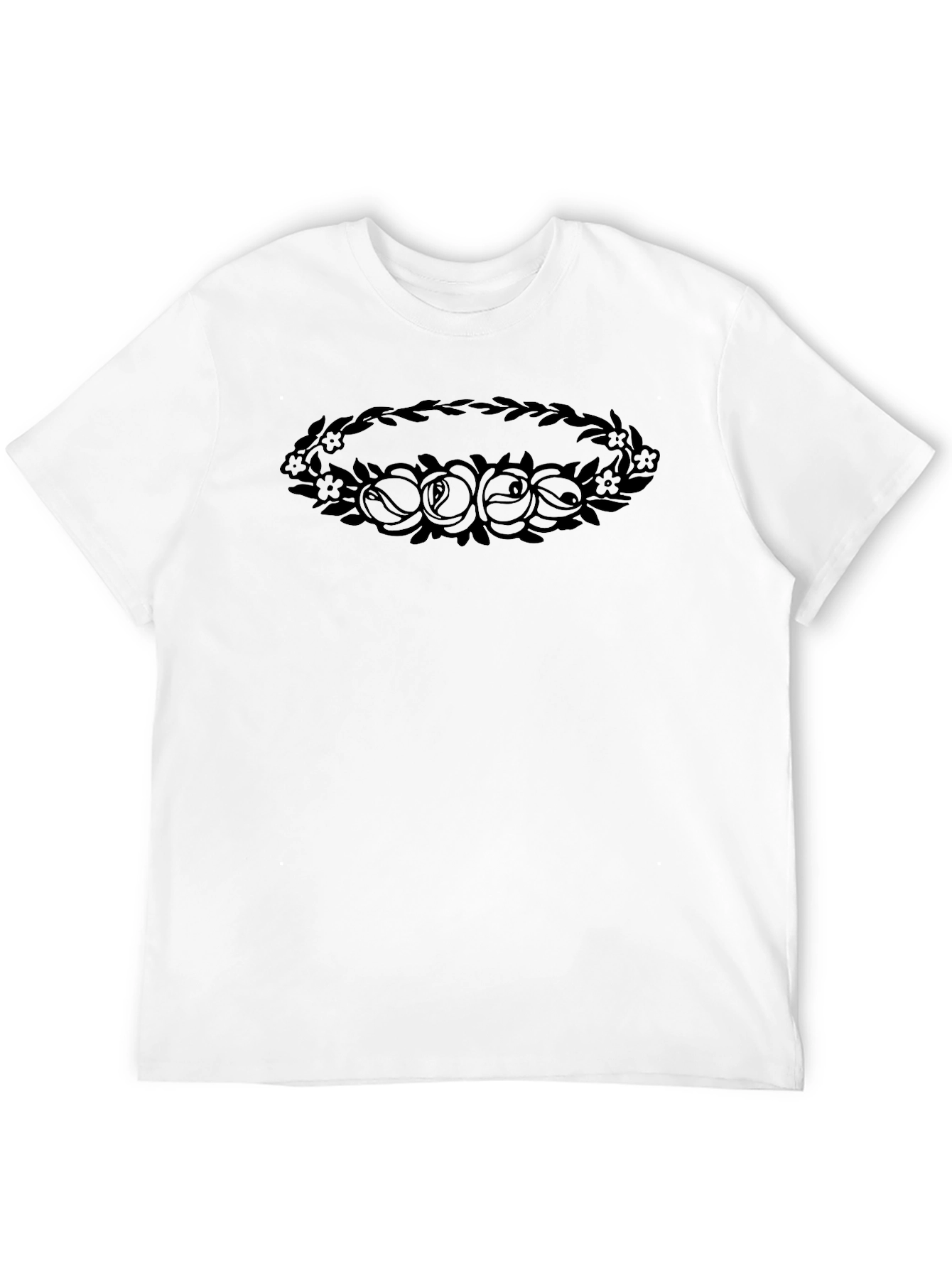 Floral Wreath Graphic T-Shirt - Mens Black Tee