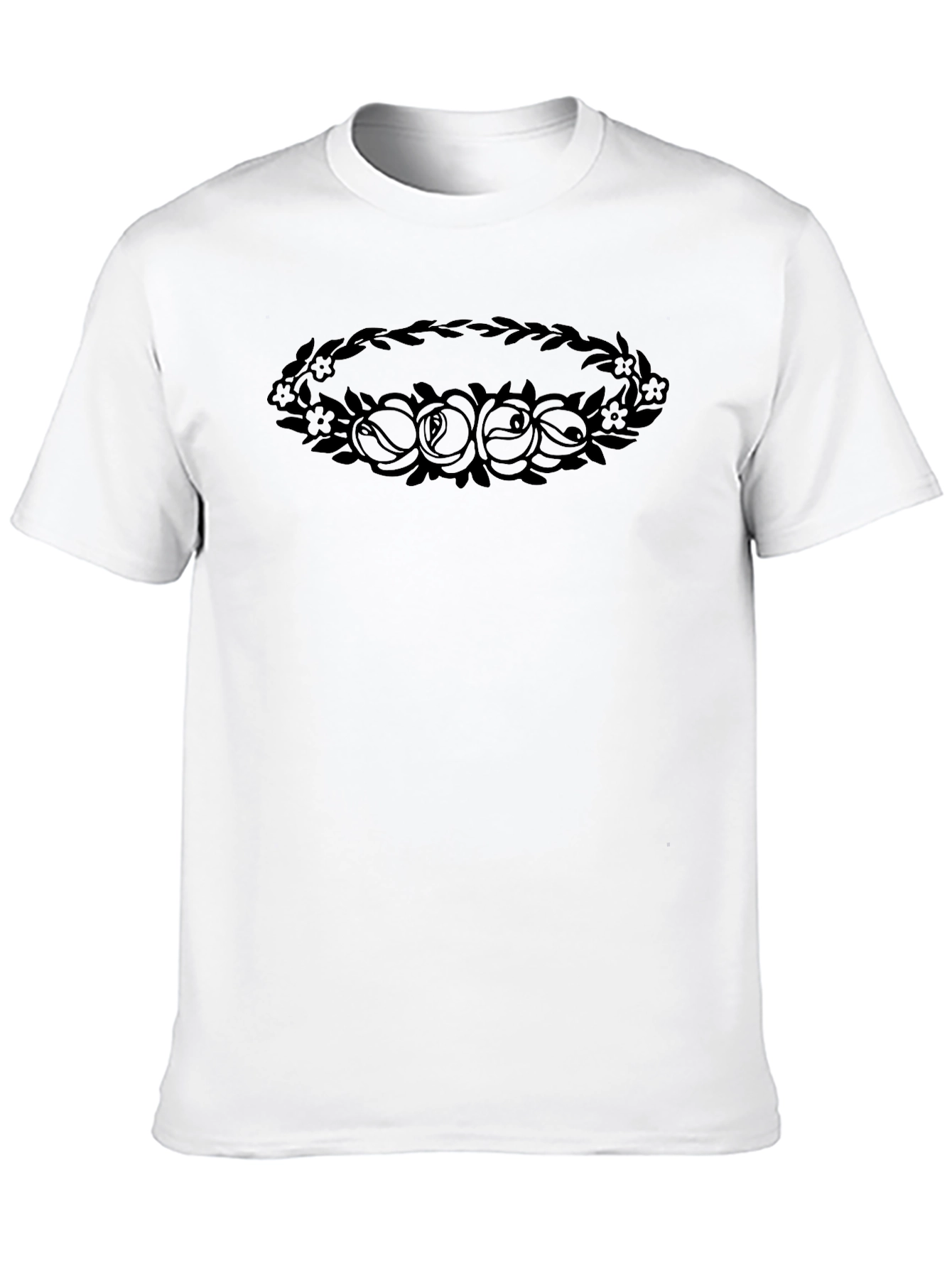 Floral Wreath Graphic T-Shirt - Mens Black Tee