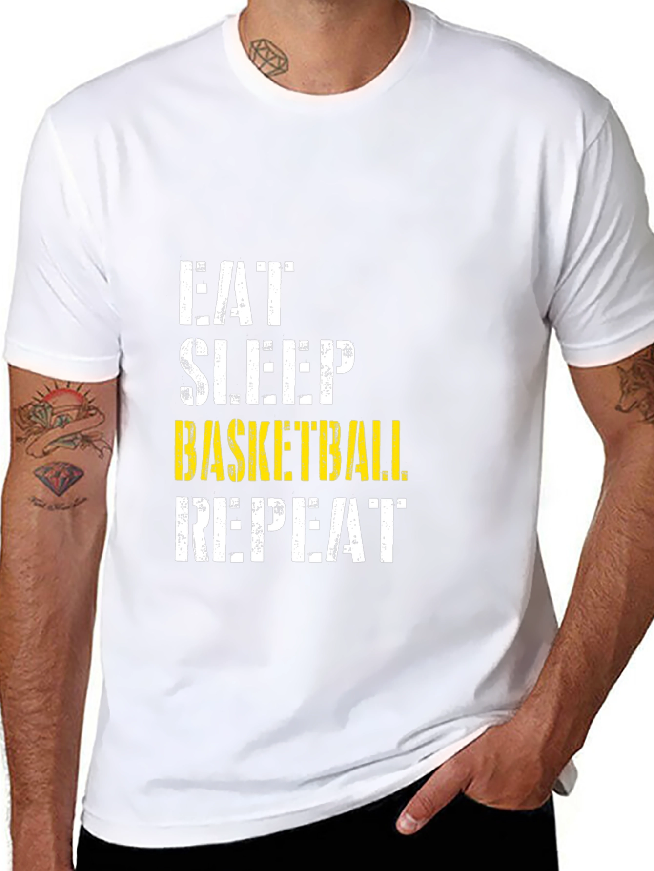 Eat Sleep Basketball Repeat Black Graphic T-Shirt