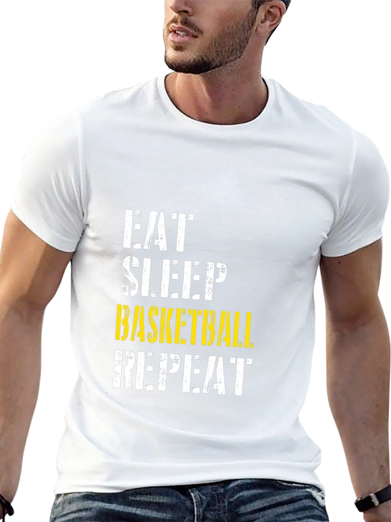 Eat Sleep Basketball Repeat Black Graphic T-Shirt