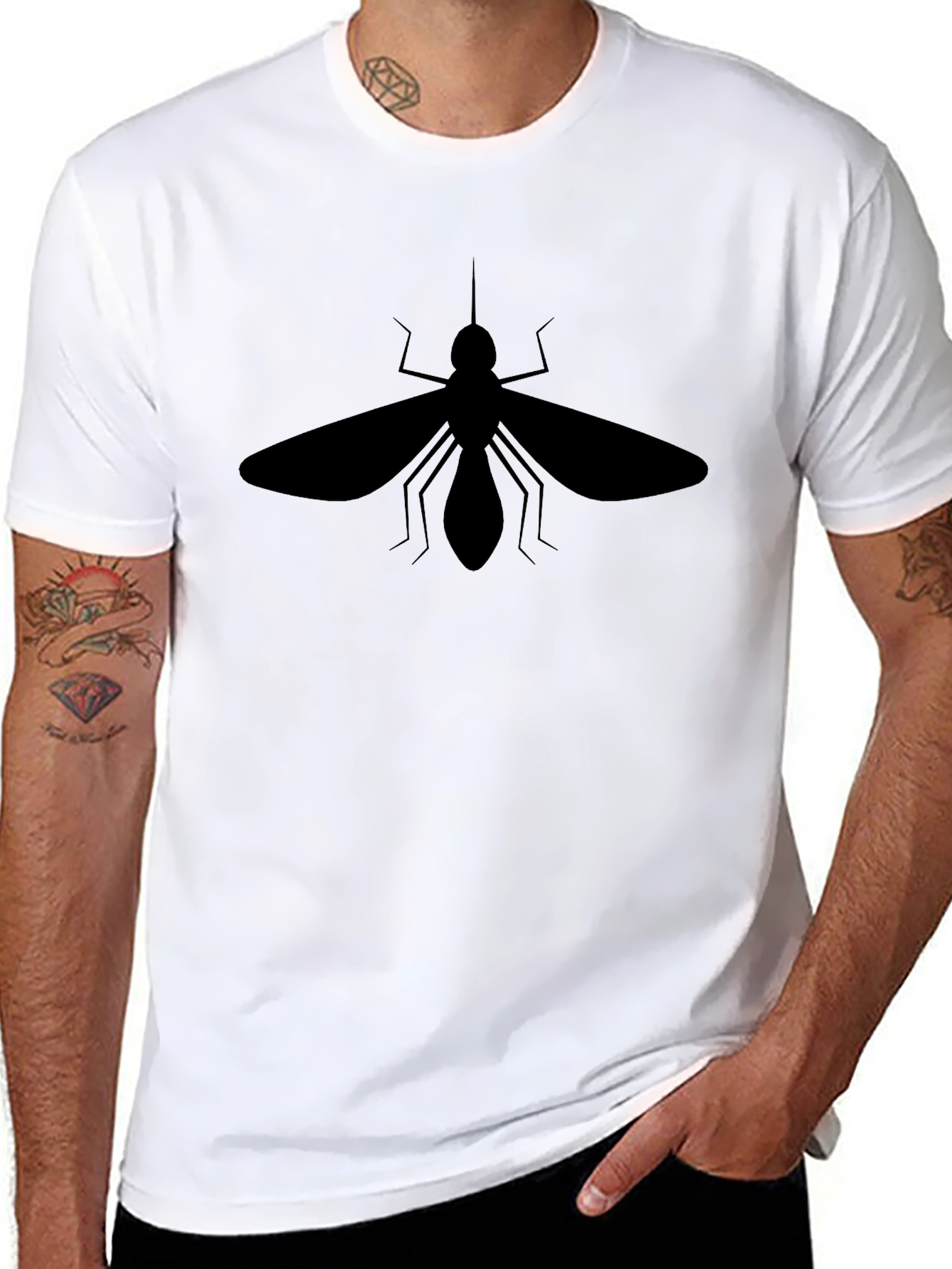 Mens Black Mosquito Graphic Tee - Insect Design