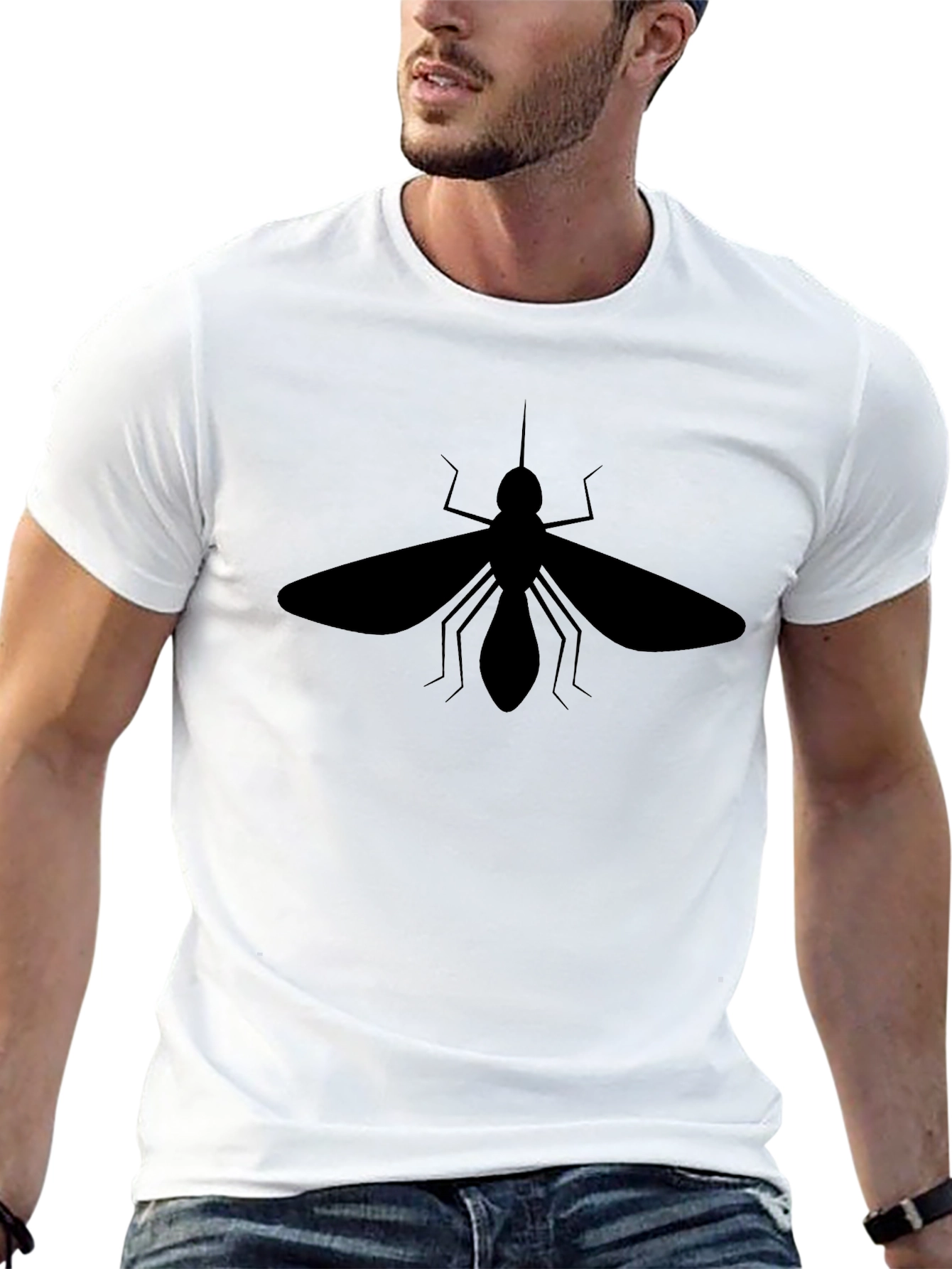 Mens Black Mosquito Graphic Tee - Insect Design
