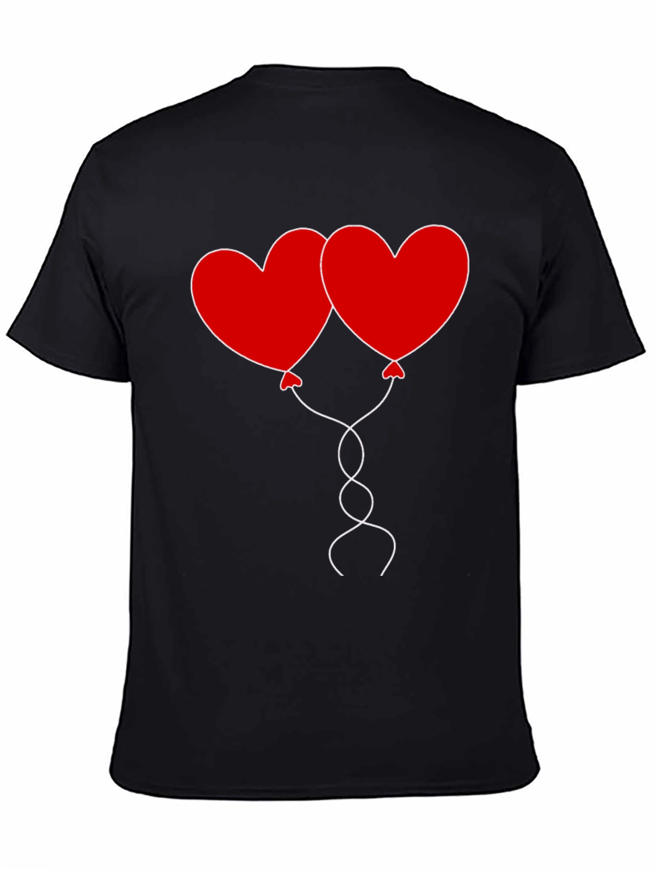 Heart Balloons Graphic Tee - Black Cotton Casual Shirt