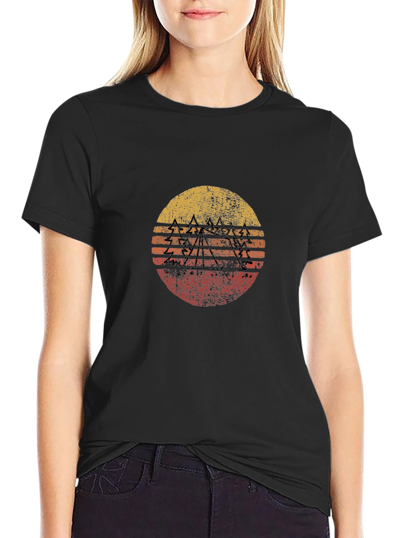 Retro Sunset Mountain Graphic Tee
