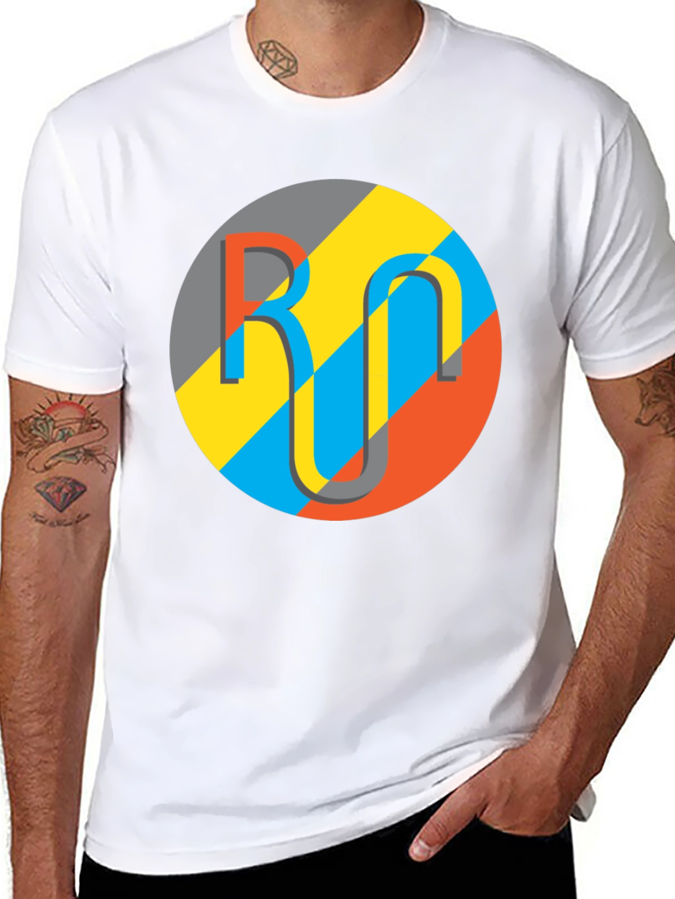 Geometric Logo Graphic Tee - Casual Black T-Shirt