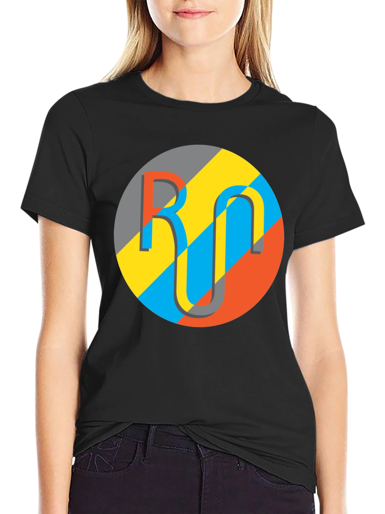 Geometric Logo Graphic Tee - Casual Black T-Shirt
