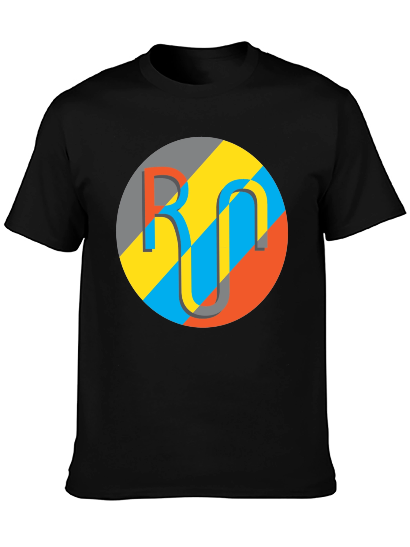 Geometric Logo Graphic Tee - Casual Black T-Shirt