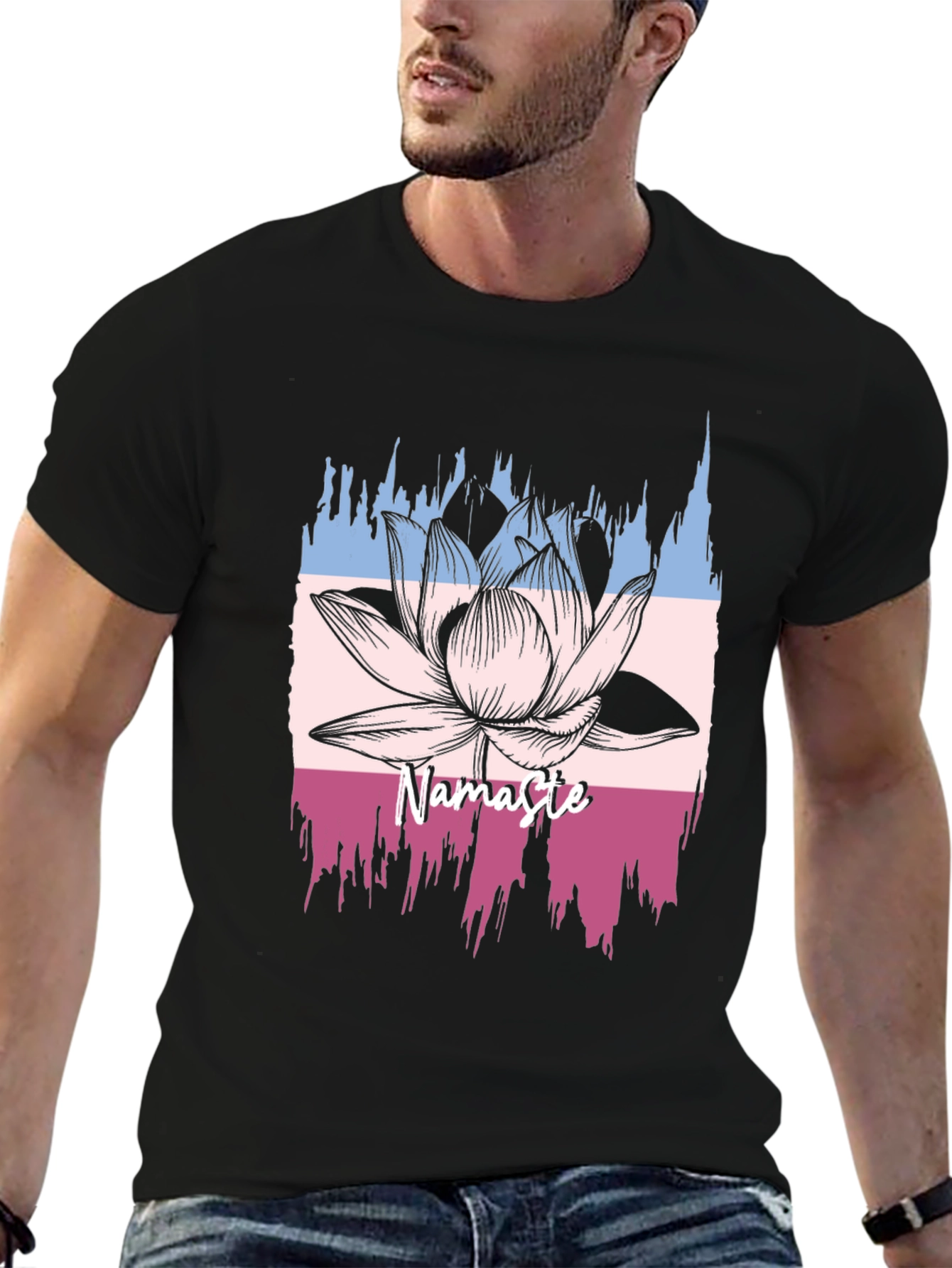 Namaste Lotus Graphic T-Shirt - Black