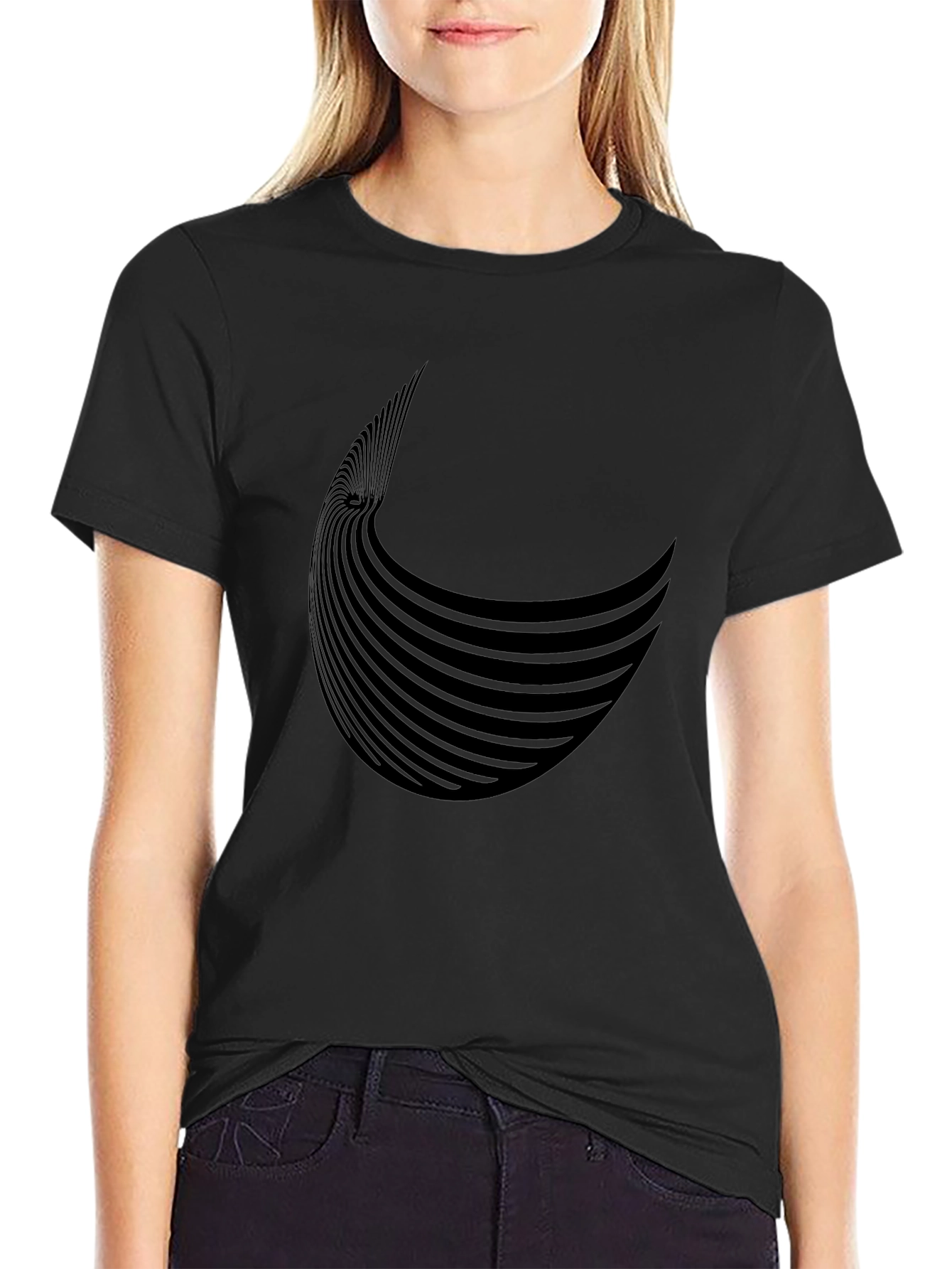 Stylish Black Graphic Tee - Abstract Design
