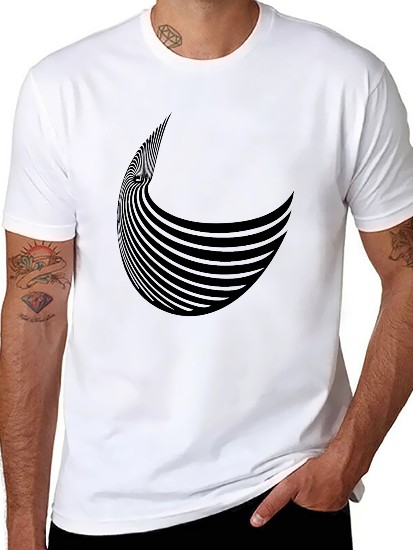 Stylish Black Graphic Tee - Abstract Design