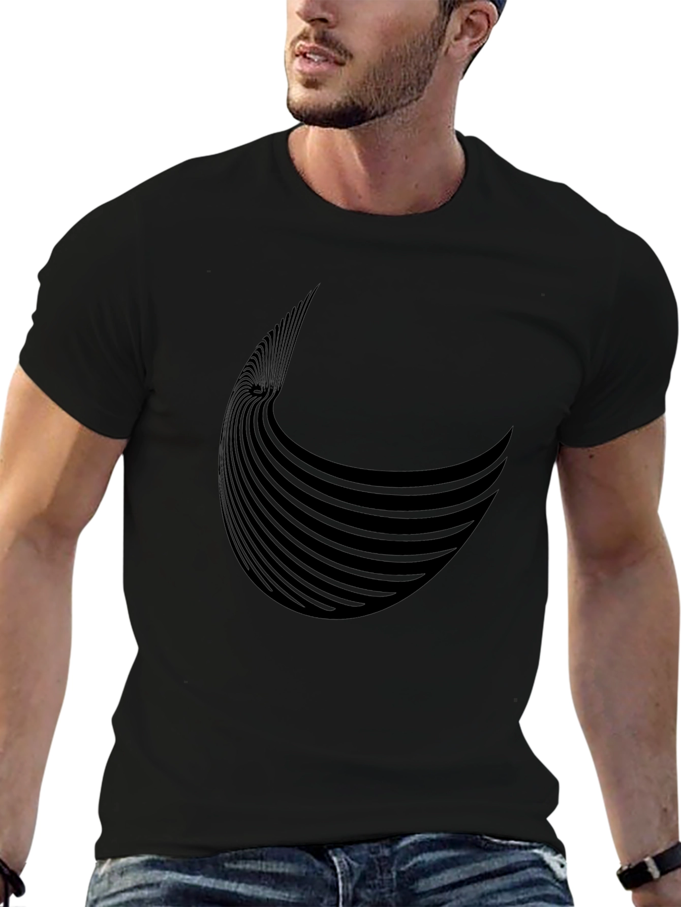 Stylish Black Graphic Tee - Abstract Design