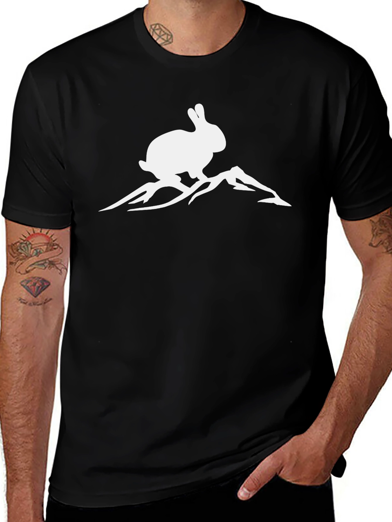 Rabbit Mountain Graphic Tee - Black Cotton T-Shirt