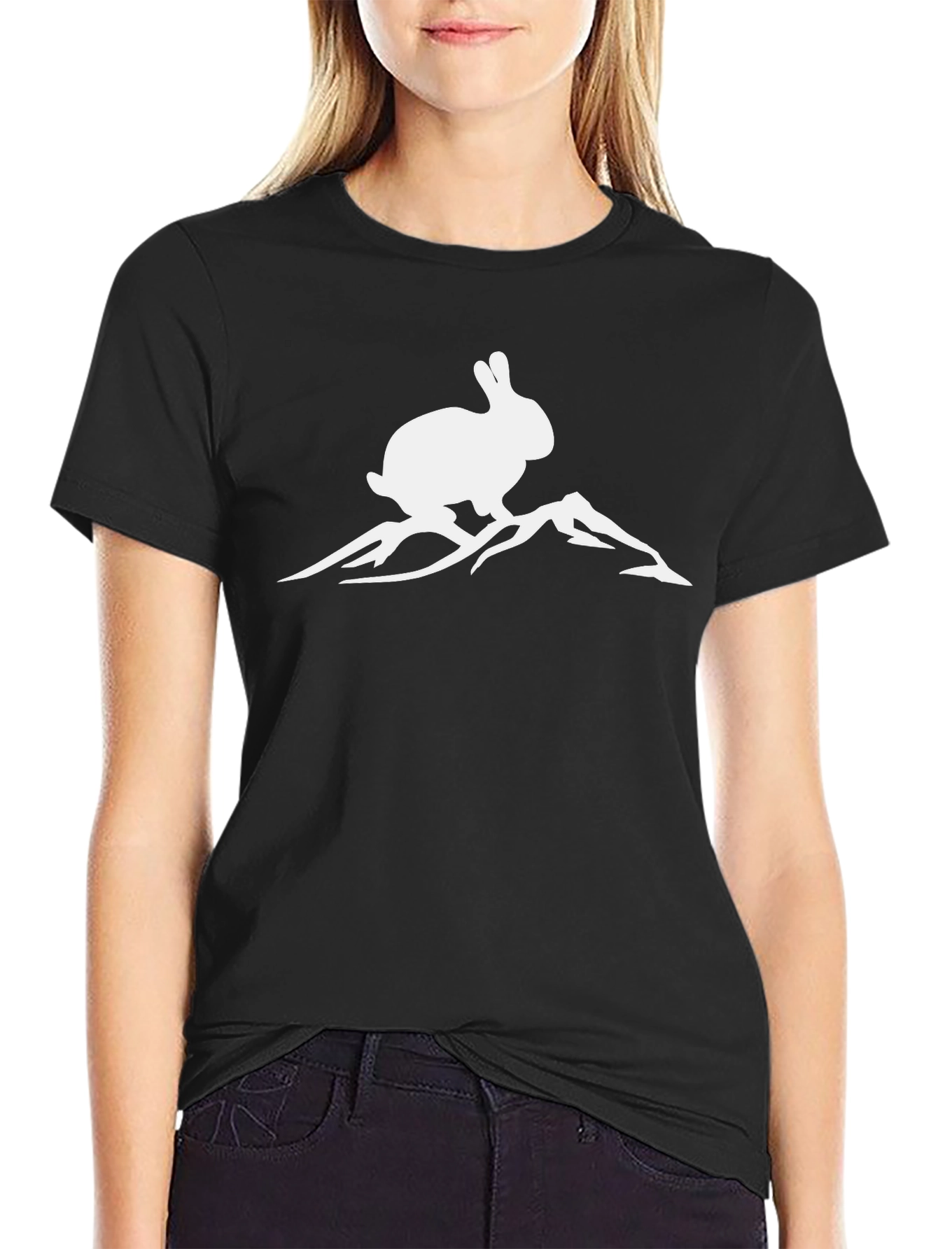 Rabbit Mountain Graphic Tee - Black Cotton T-Shirt