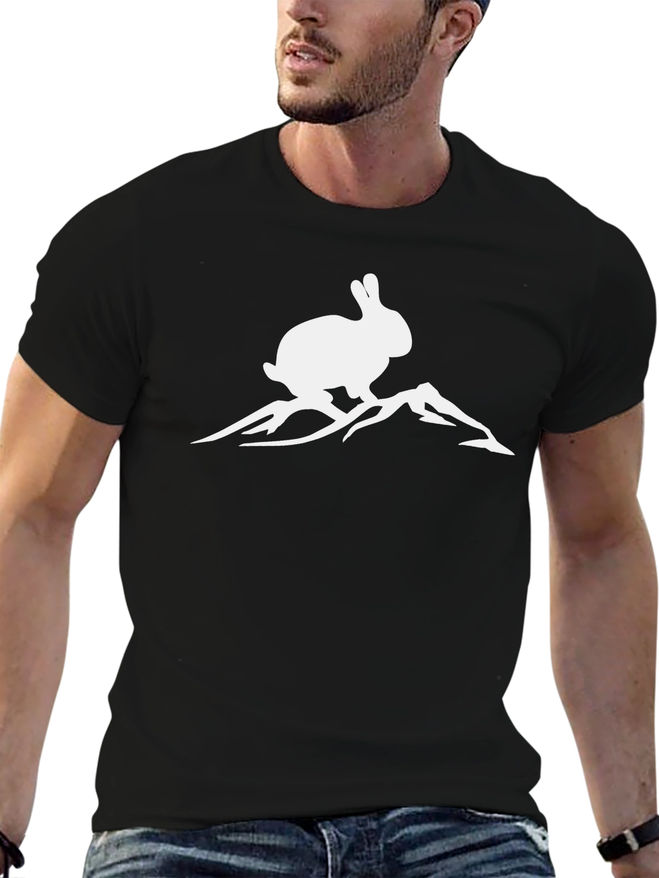Rabbit Mountain Graphic Tee - Black Cotton T-Shirt