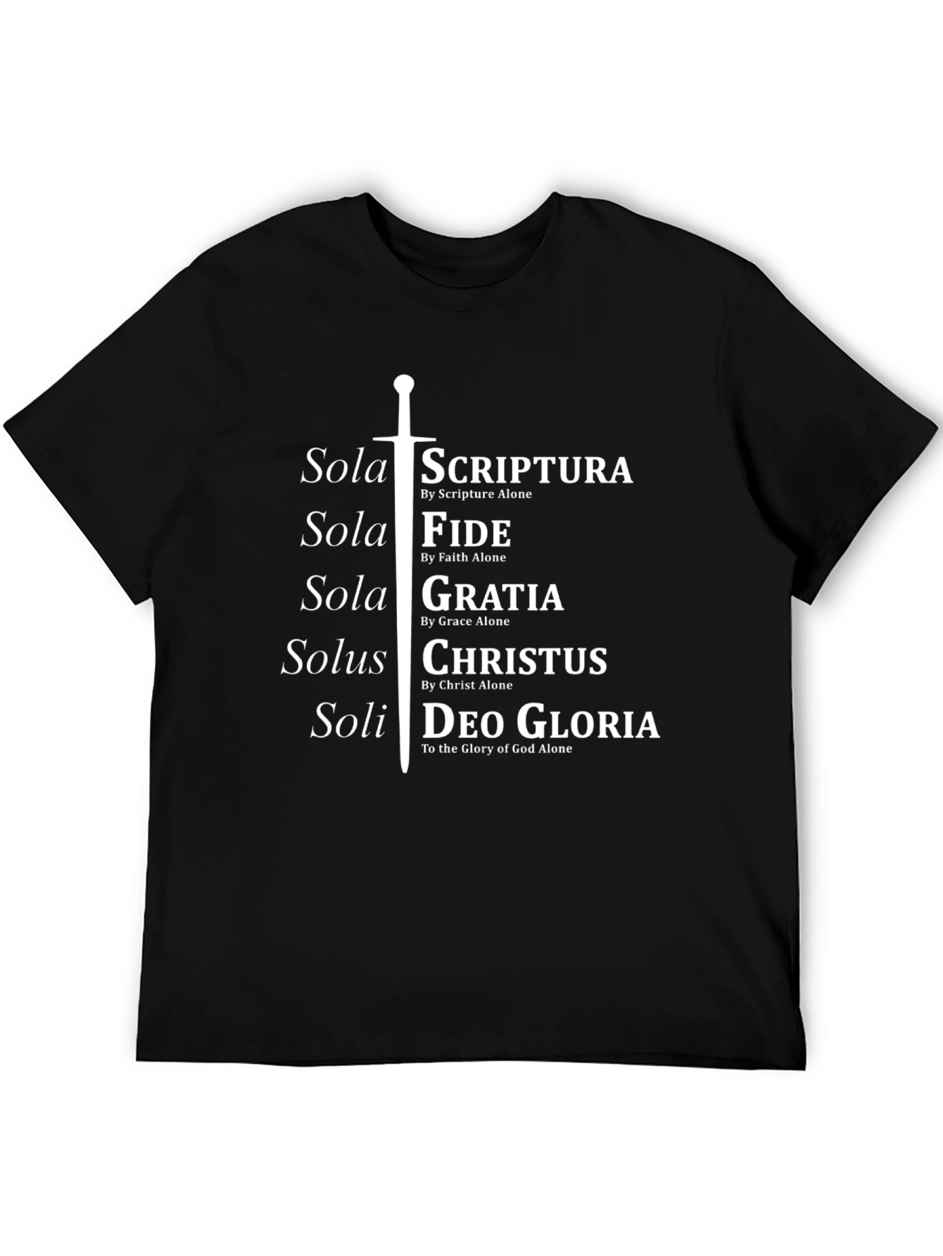 Sola Scriptura Faith Grace Christ Glory T-Shirt
