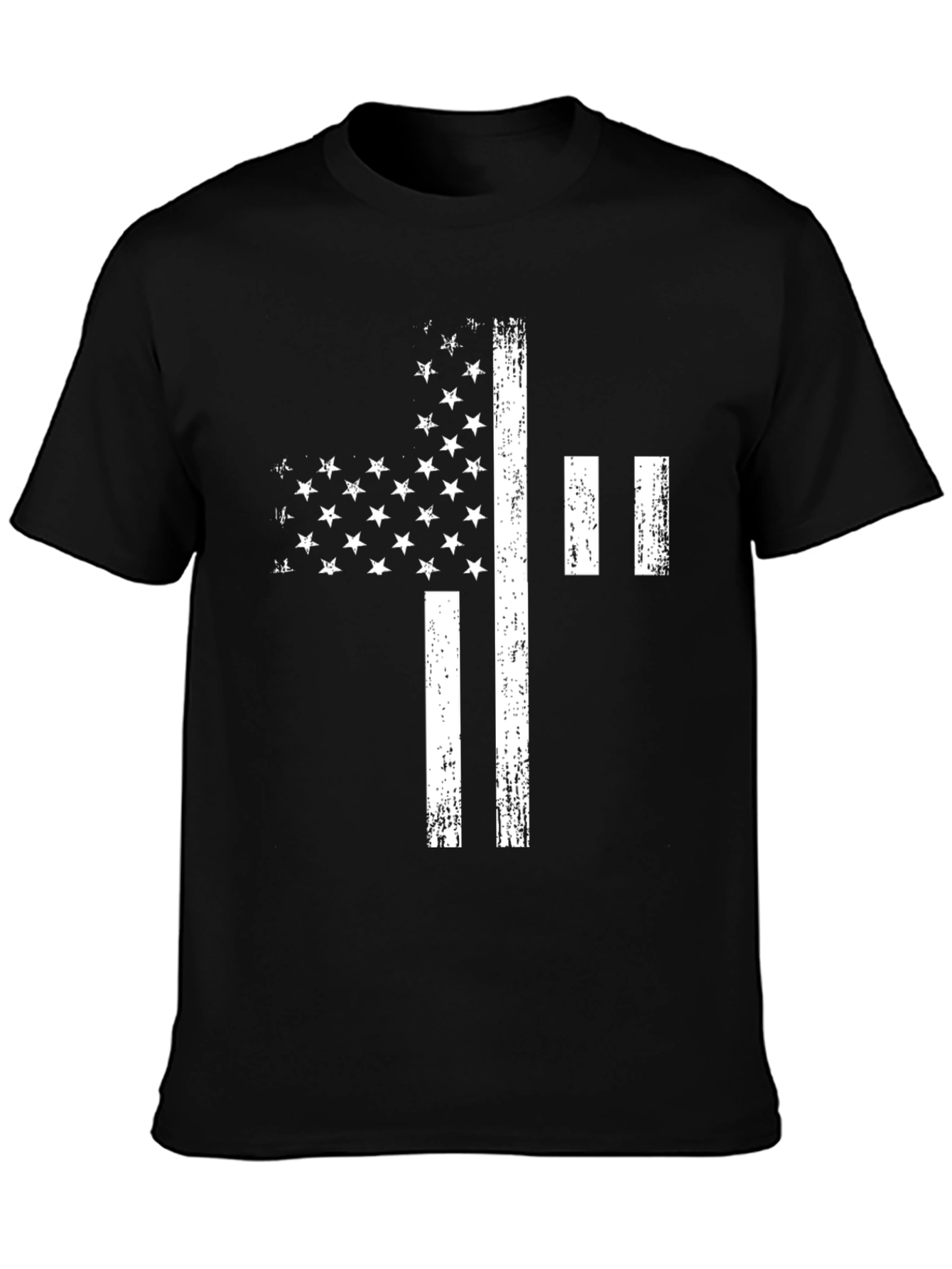 Distressed American Flag Cross Graphic T-Shirt