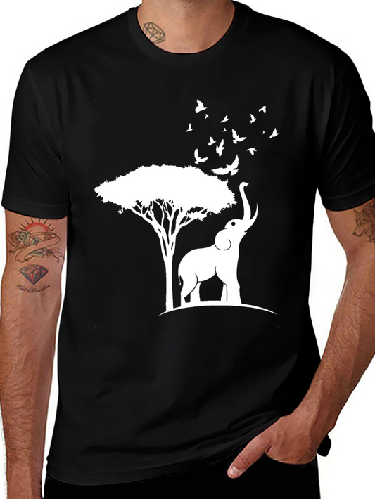 Elephant and Tree Graphic Tee - Nature Inspired Design